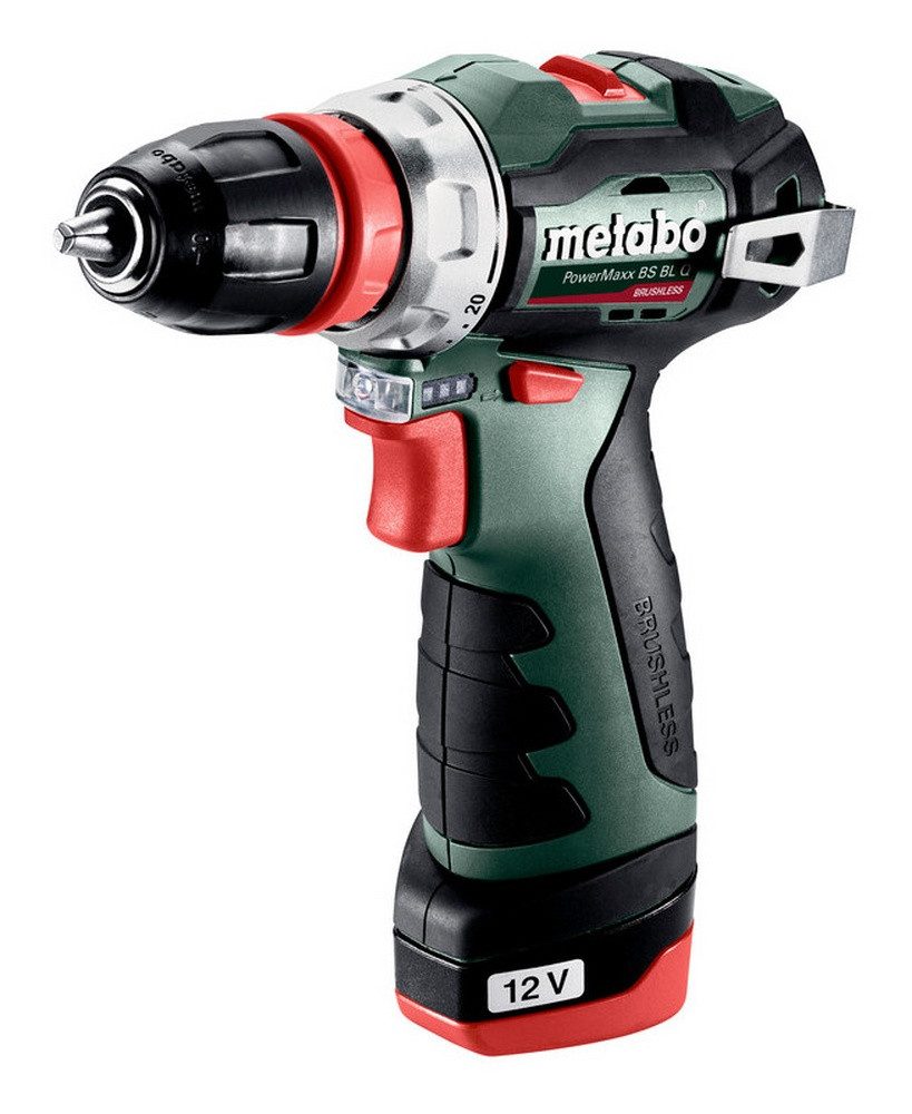 metabo Akku-Bohrschrauber PowerMaxx BS BL Q, 12 V, 2 x 2 Ah Li-Ion im Kunststoffkoffer
