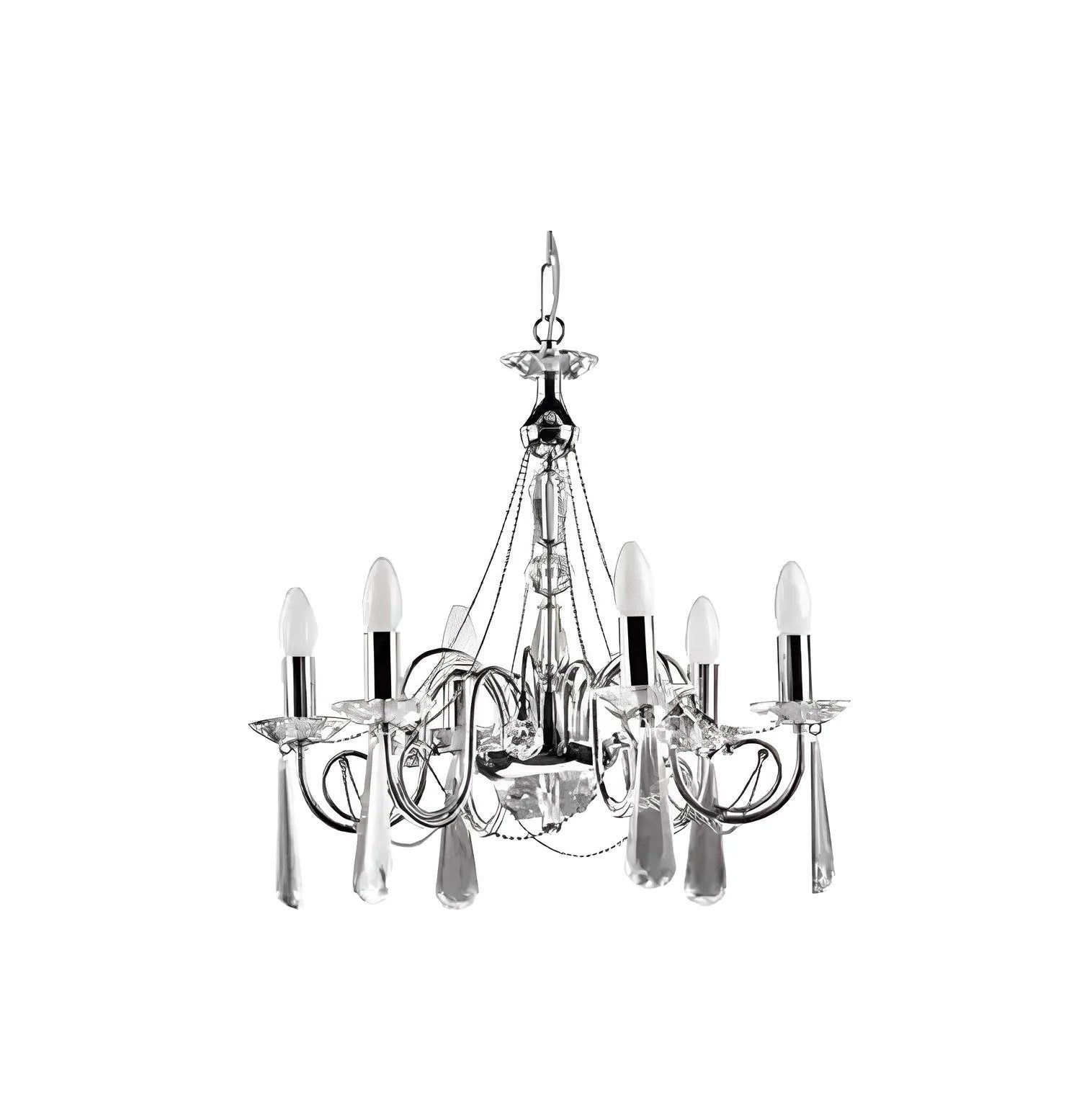 JVmoebel Kronleuchter Silberne Prunklampe mit modernem Design und Kunst-Elementen, Leuchtmittel wechselbar, Made in Europa