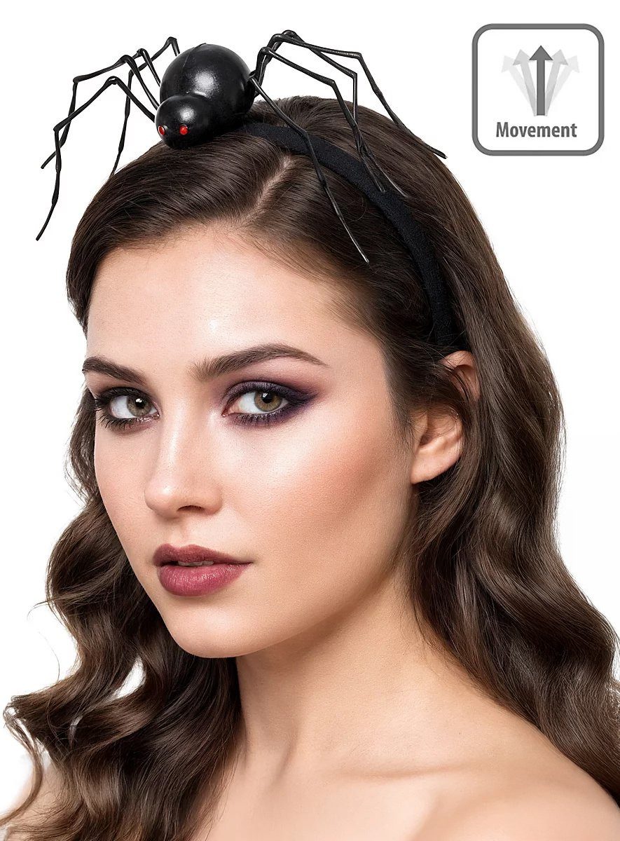 Metamorph Hexen-Kostüm Bewegliche Horrorspinne Haarreif, Große Spinne mit leuchtenden Augen und sich bewegenden Beinen