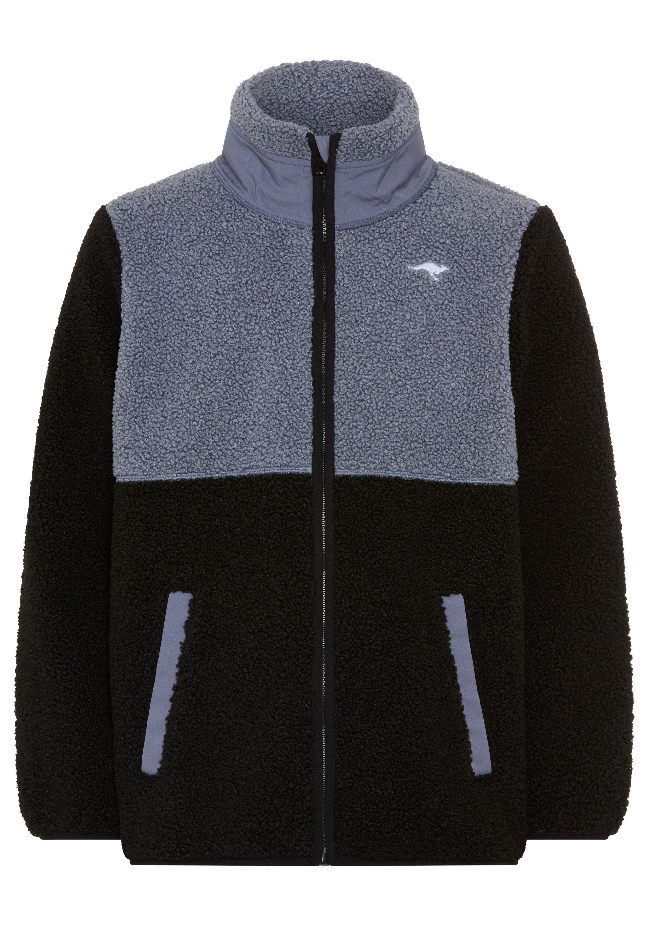 KangaROOS Sweatjacke Teddy-Fleecejacke mit Stickerei mit Stehkragen, aus Fleece- und Plüschmaterial