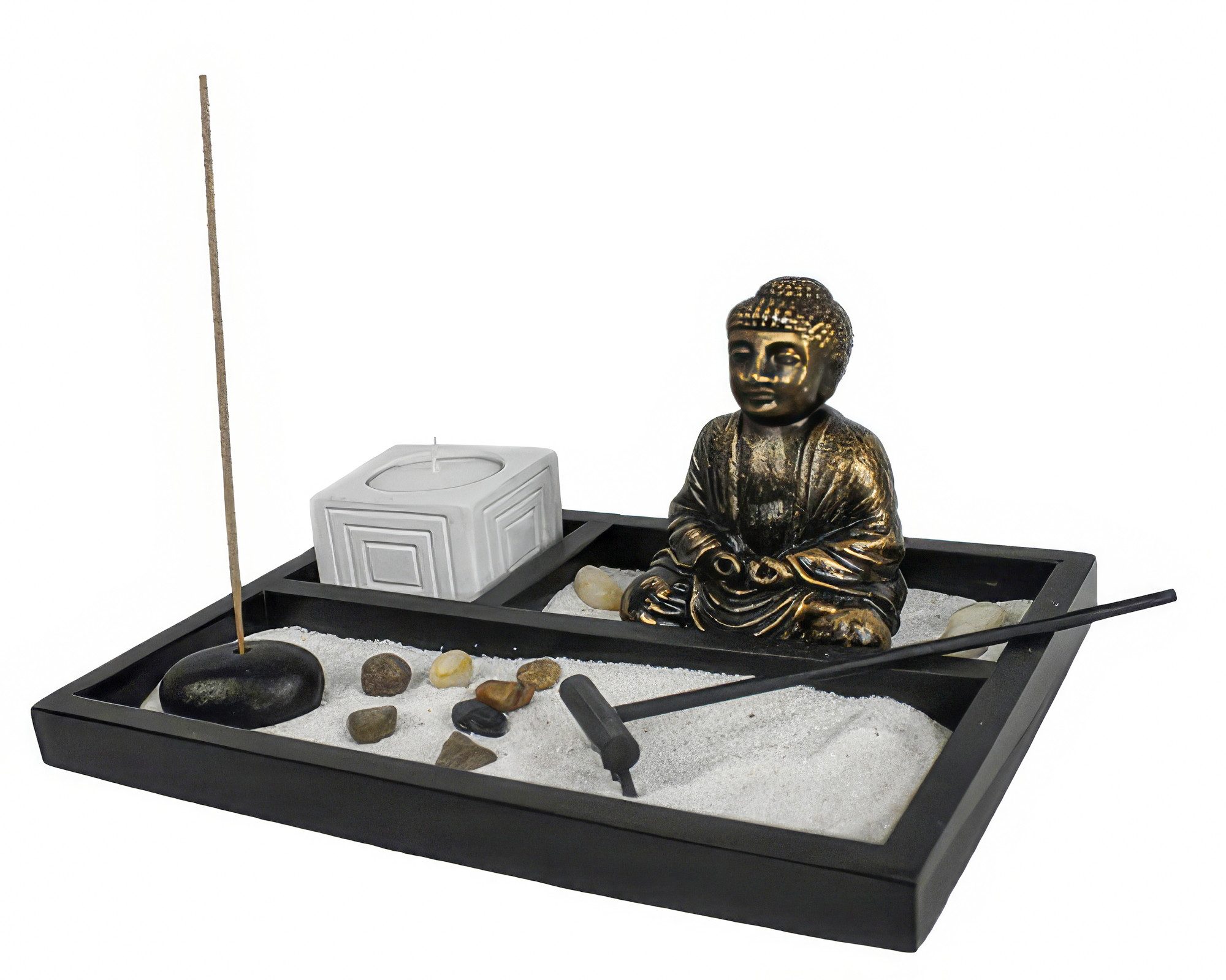 Yudu Dekofigur Zen - Garten mit Buddhafigur mit Kerzen Räucherstäbchen Nr: YH-10 – Bild 2 von 2