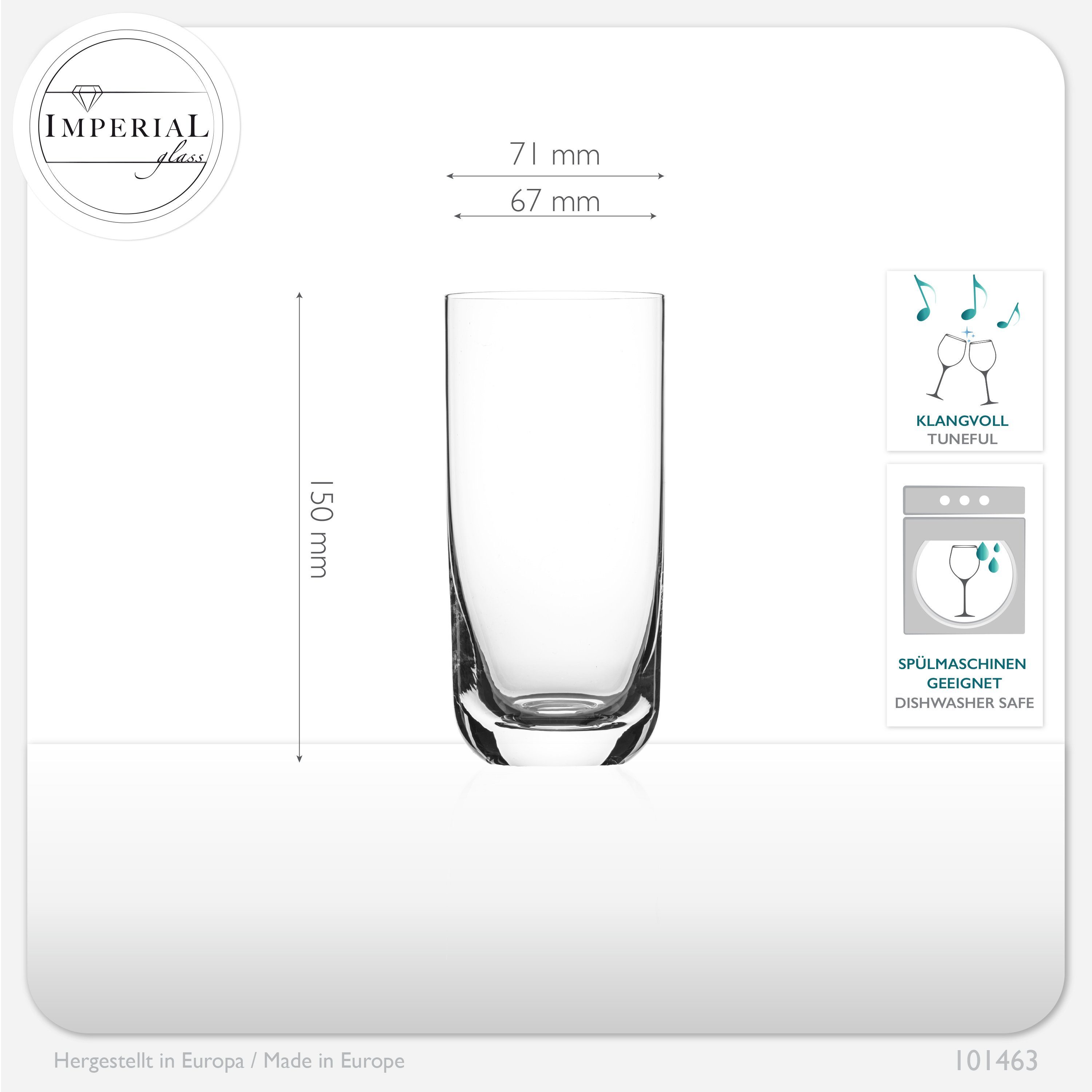 Trinkgläser, IMPERIAL Glas Longdrinkgläser 420ml) Saftgläser Wassergläser glass Glas, (max. Cocktailglas