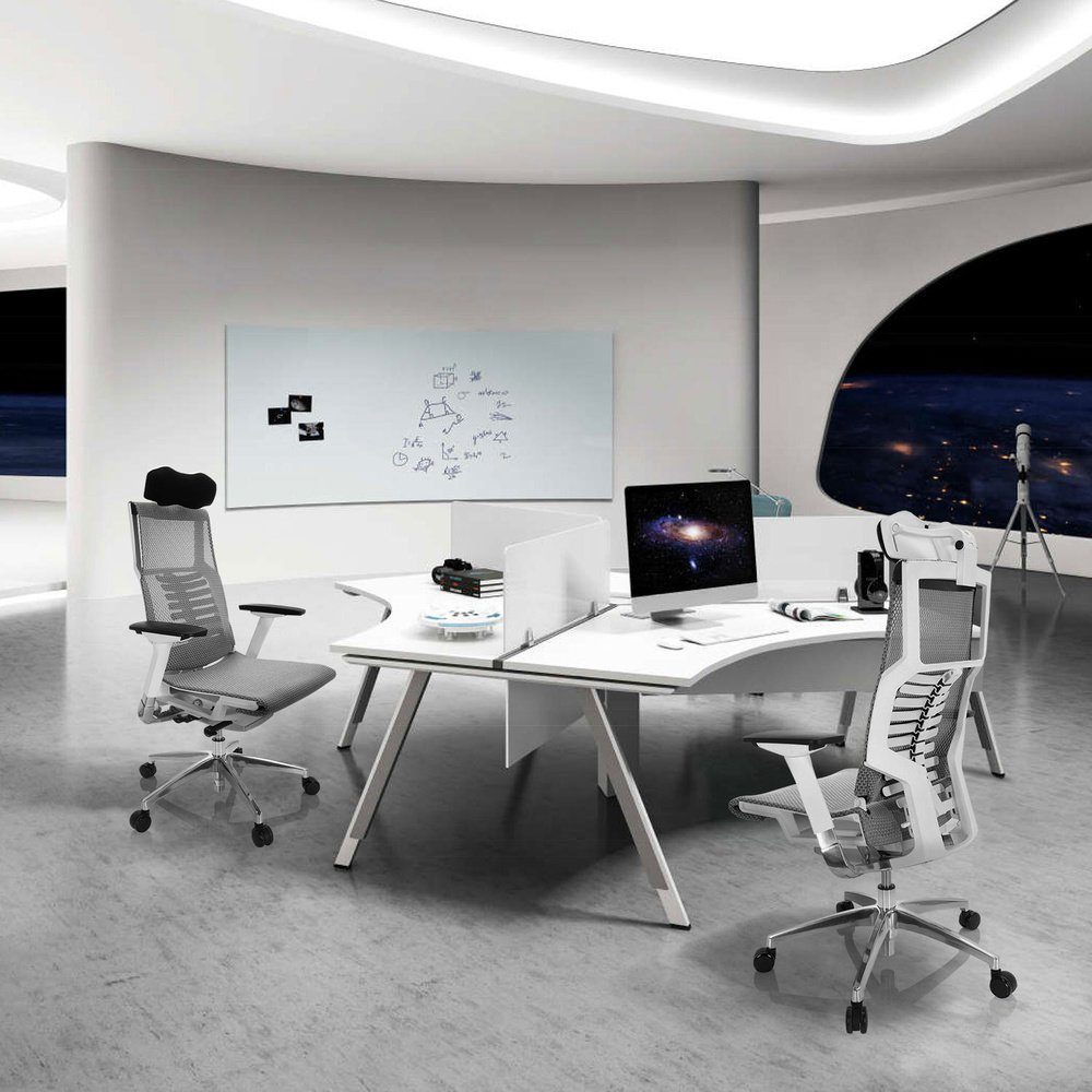 hjh OFFICE Drehstuhl WHITE DYNAFIT Bürostuhl (1 End Netzstoff High ergonomisch Schreibtischstuhl Hellgrau St), I
