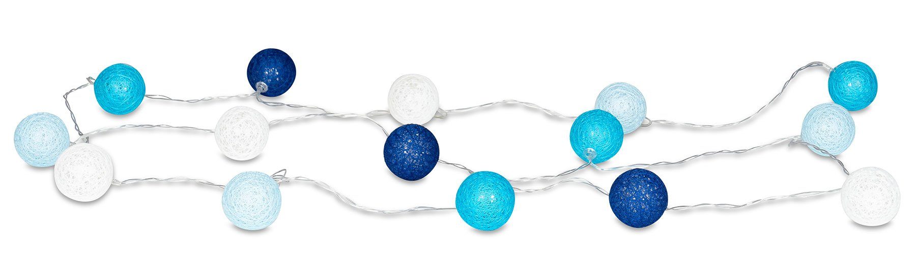 Levandeo® Lichterkette, 15er Lichterkette Ø4cm LED Kugeln Girlande Светодиодные китайские фонарики Baumwolle Blau