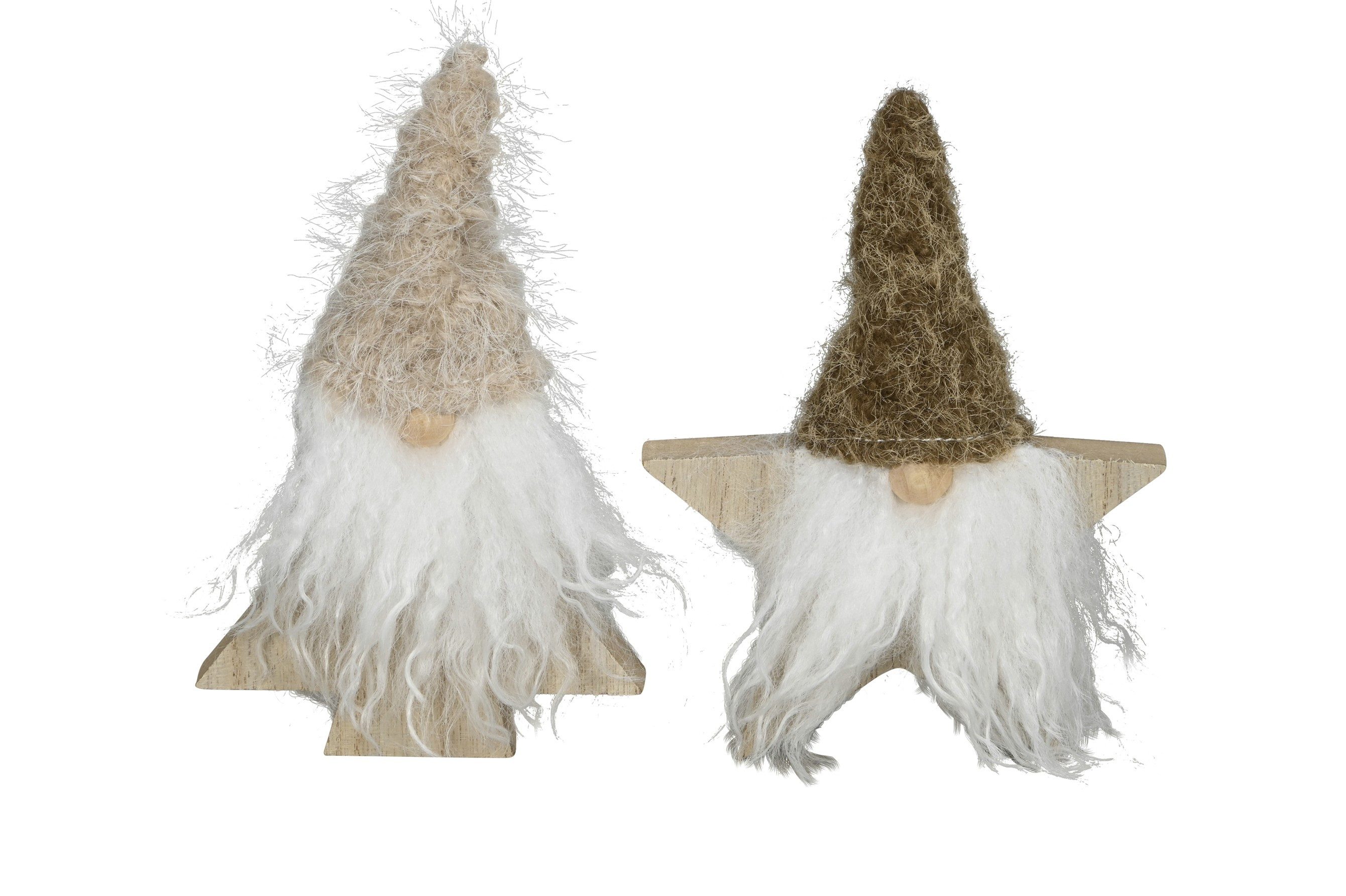 finehomegarden Імп Weihnachtswichtel Ø12x3,5cm H15cm Holz Pinie 2 Modelle sort. Імп (Set, 2 St., 2er Set), Baumwichtel Sternwichtel Weihnachtsdeko natur/braun Skulptur