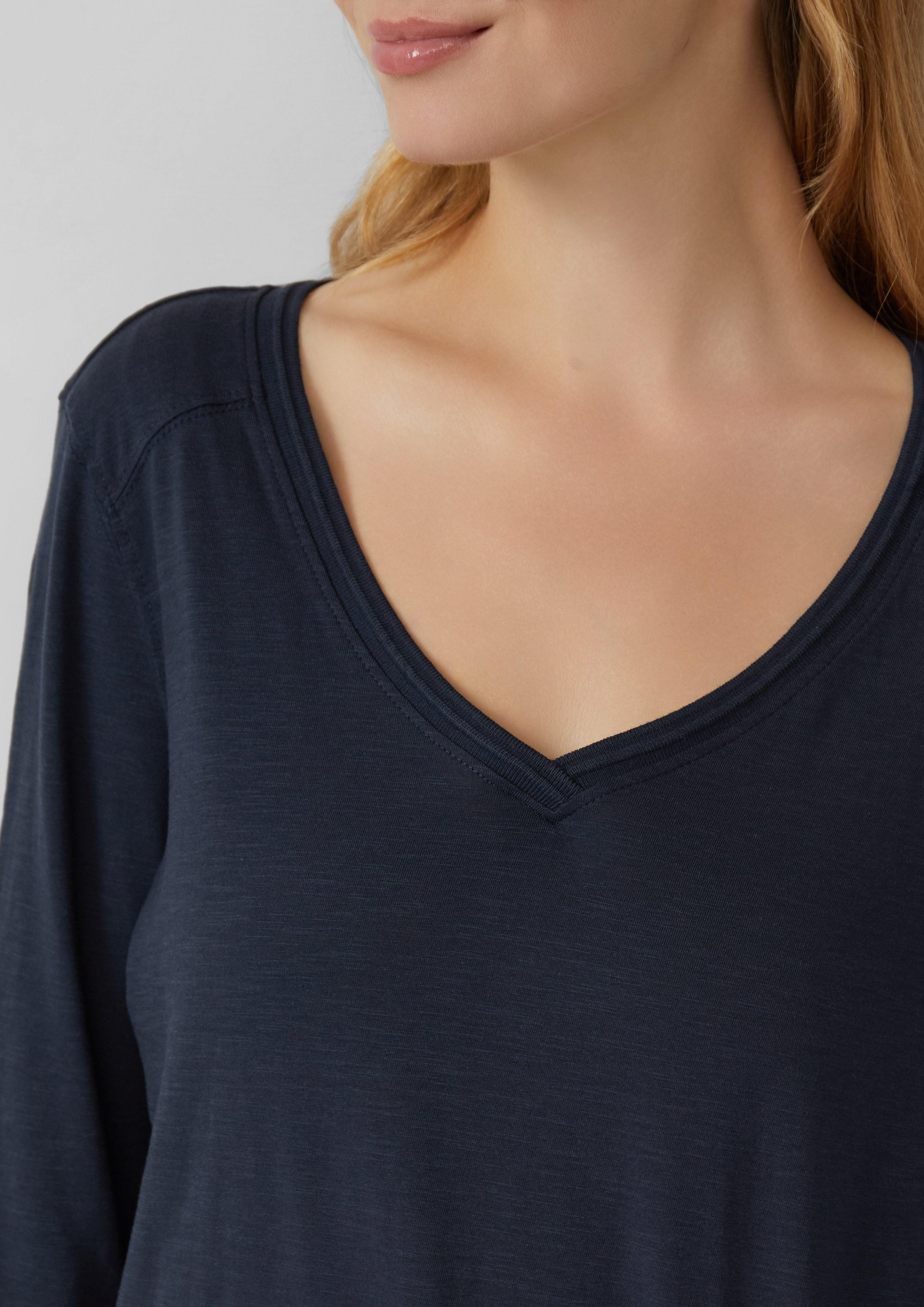 s.Oliver 3/4-Arm-Shirt 3/4-Armshirt aus Baumwoll-Flammgarn mit günstig online kaufen