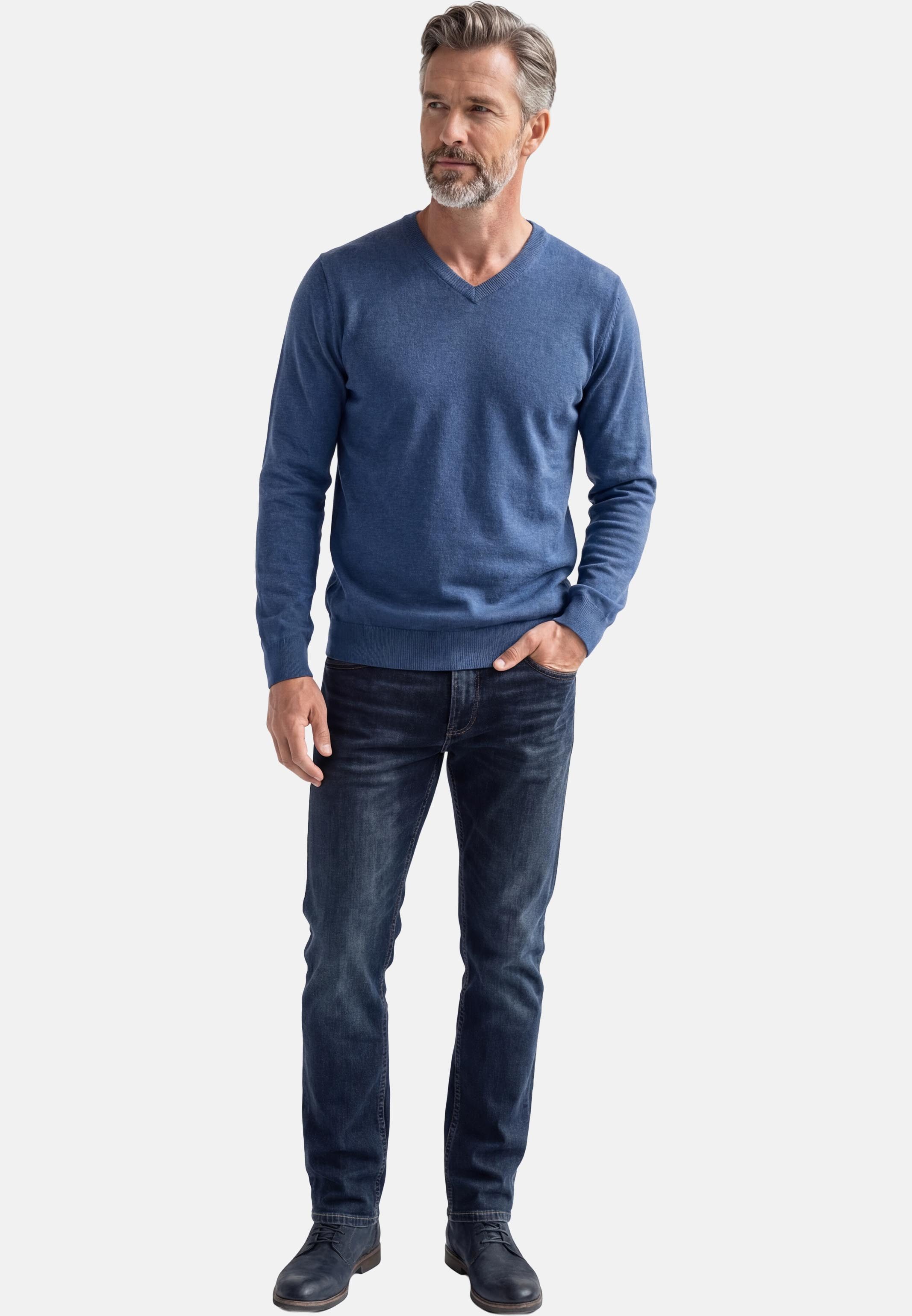 Redmond V-Ausschnitt-Pullover Basic (1-tlg) Pullover - Baumwolle - Atmungsaktiv - Weicher Feinstrick