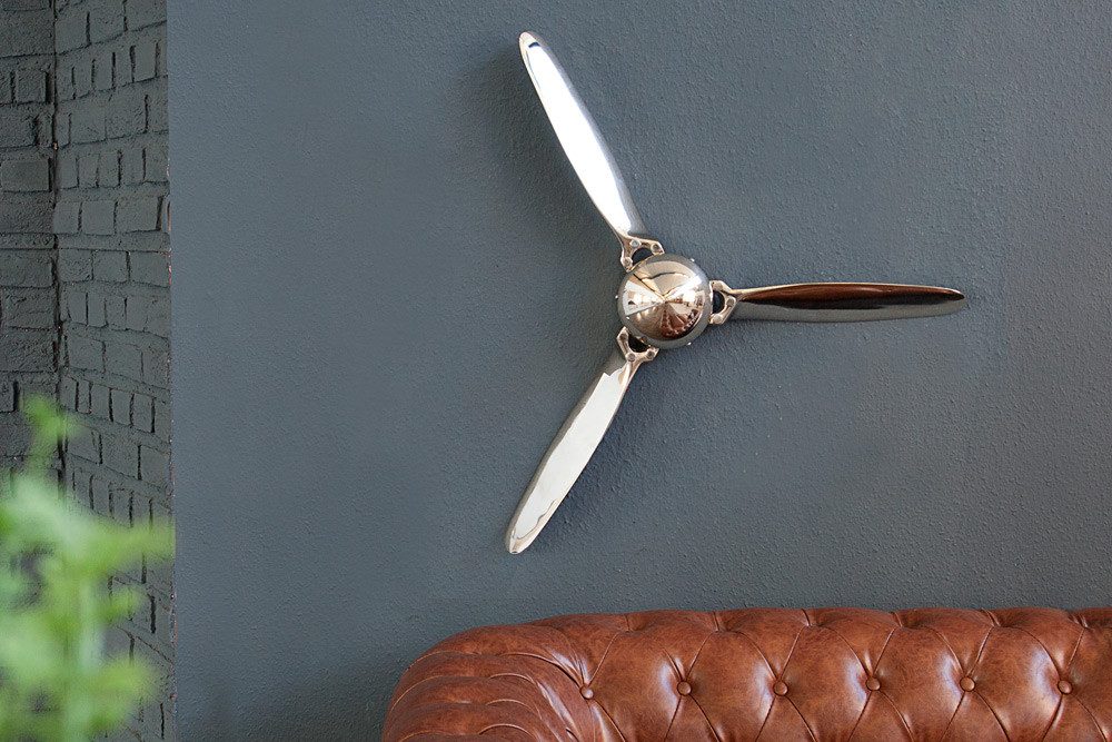 riess-ambiente Wanddekoobjekt SCREW III 60cm silber, Metall · Flugzeug-Propeller · Wohnzimmer · Schlafzimmer