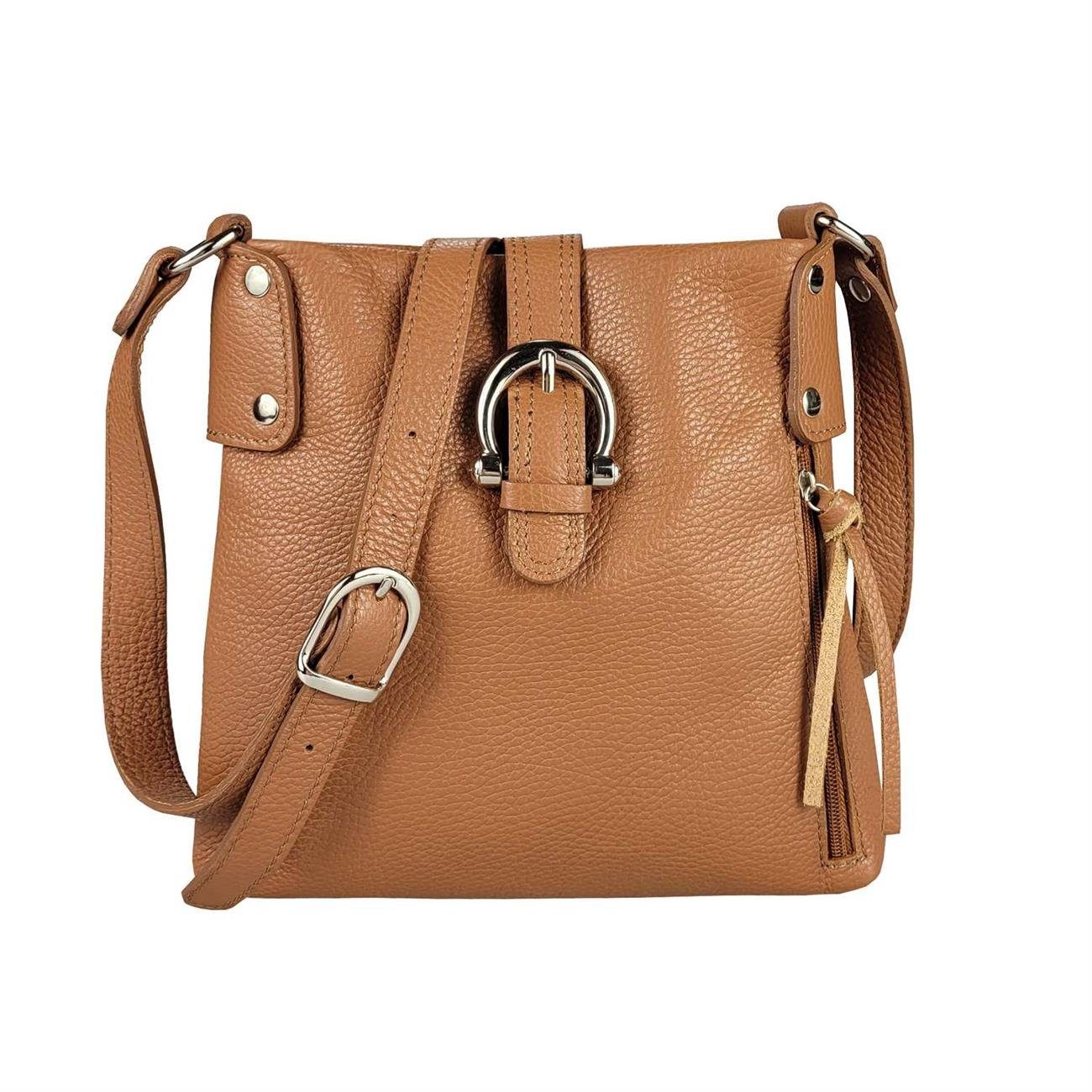 ITALYSHOP24 Schultertasche Made in Italy Damen Leder Tasche CrossOver, als Schultertasche, CrossBody, Umhängetasche tragbar