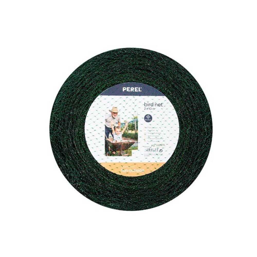 PEREL Ultraschall-Tierabwehr Vogelschutznetz, Polyester, Maschenweite 2 cm², 2 x 10 m, Grün, 1-tlg.