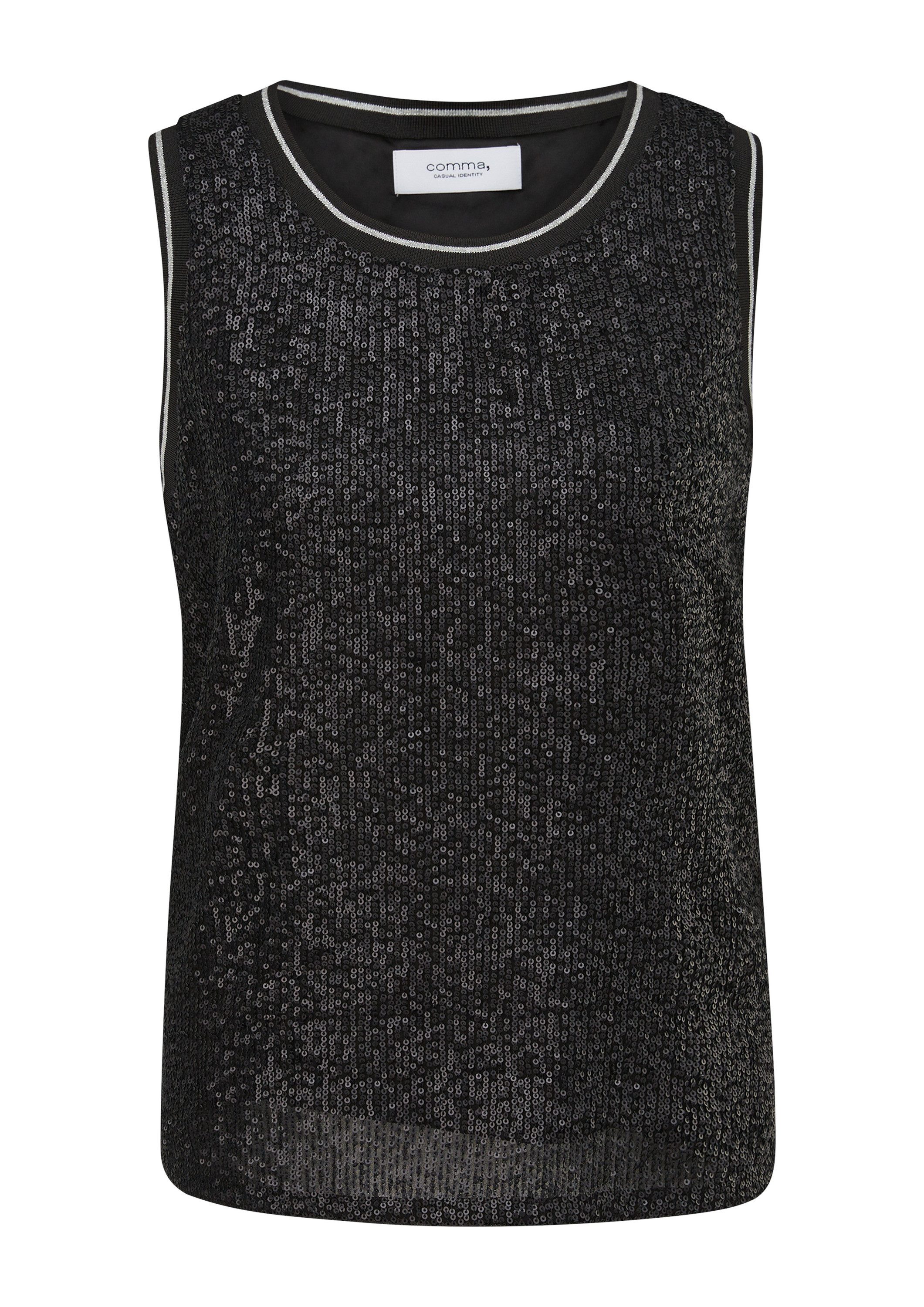 comma Blusentop Bluse Blusentop mit Pailletten