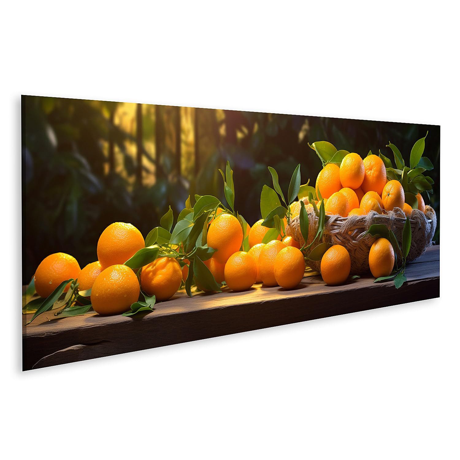 islandburner Leinwandbild Orangen Auf Holz Küchenbild für Küche
