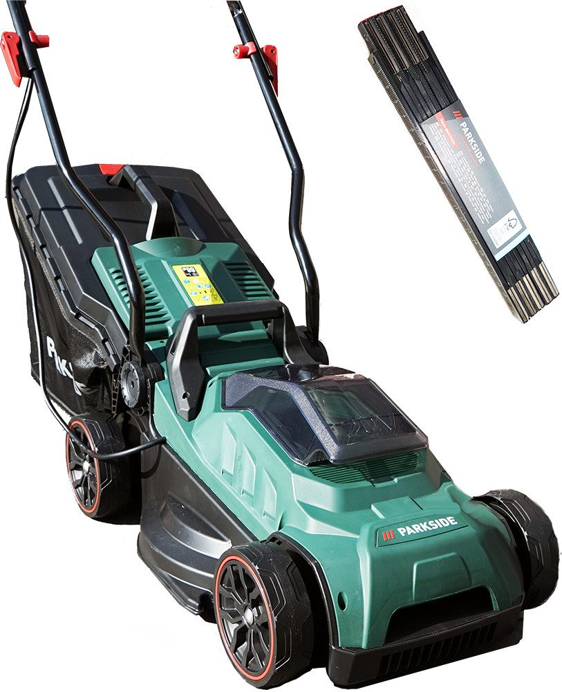 Parkside Akkurasenmäher 20V Akku Газонокосилки PRMA 20-Li C3 (ohne Akku) + Zollstock, 33 cm Schnittbreite