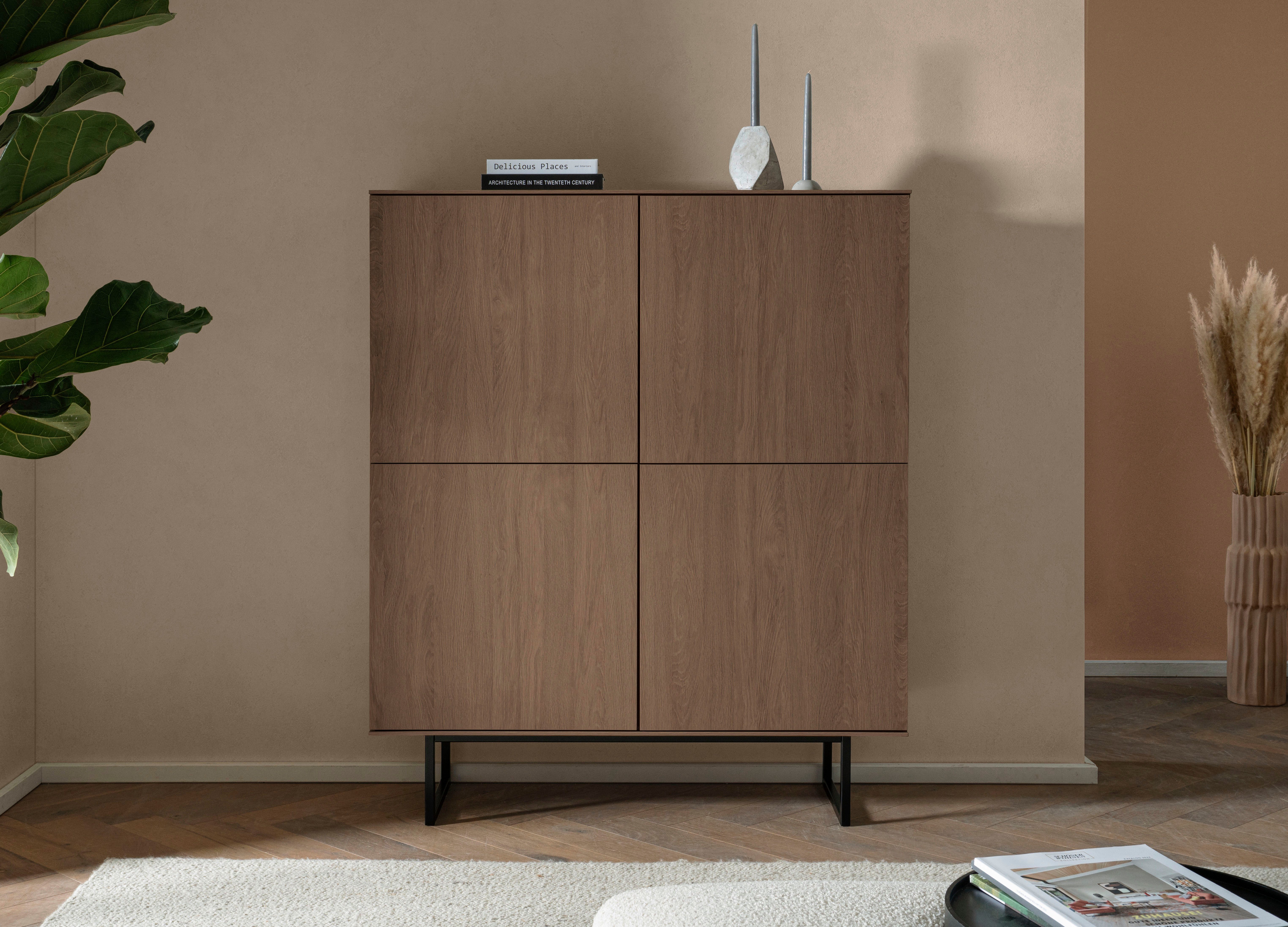 Home affaire Highboard Lund, moderner Schrank, Kommode mit Kufengestell, optisch dünner Oberboden, hochwertige Optik, ausreichend Stauraum
