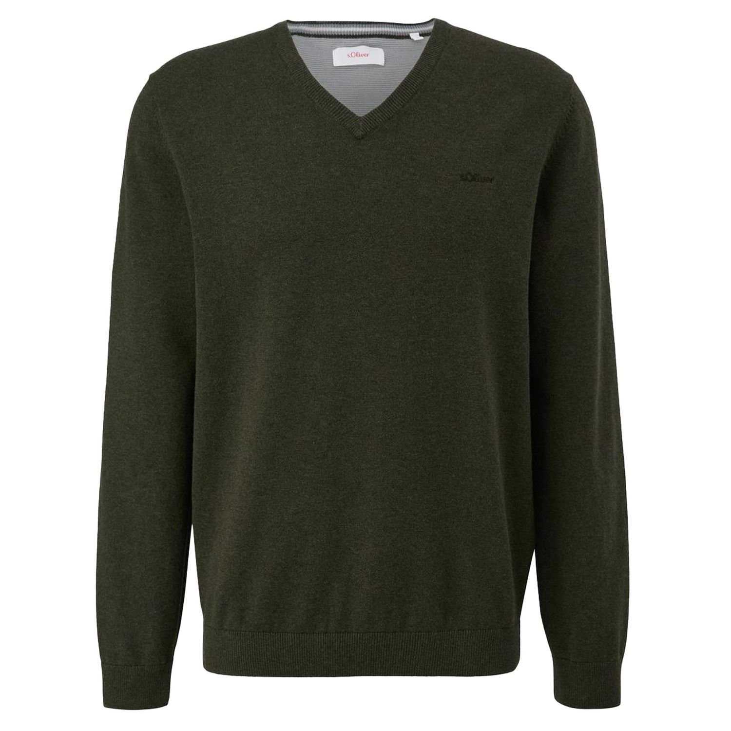 s.Oliver V-Ausschnitt-Pullover Pullover (1-tlg) V-Ausschnitt, langarm, Logo günstig online kaufen