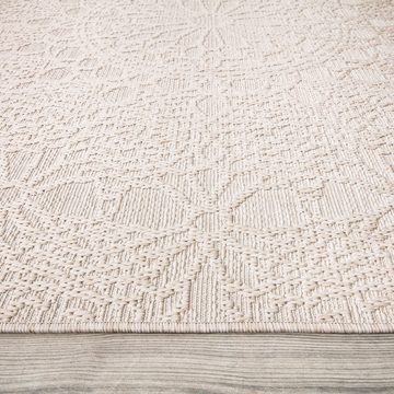 Teppich Rimini 411, Paco Home, rechteckig, Höhe: 4 mm, Flachgewebe, Uni Farben, Hoch-Tief Effekt, In- und Outdoor geeignet