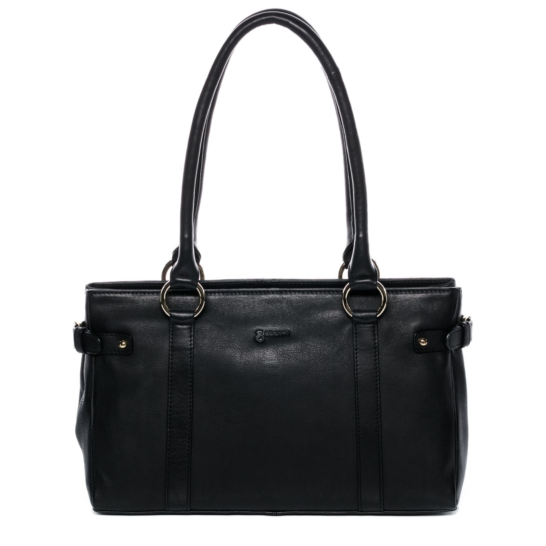 Umhängetasche echt Leder Handtasche Schultertasche groß schwarz NOEMI