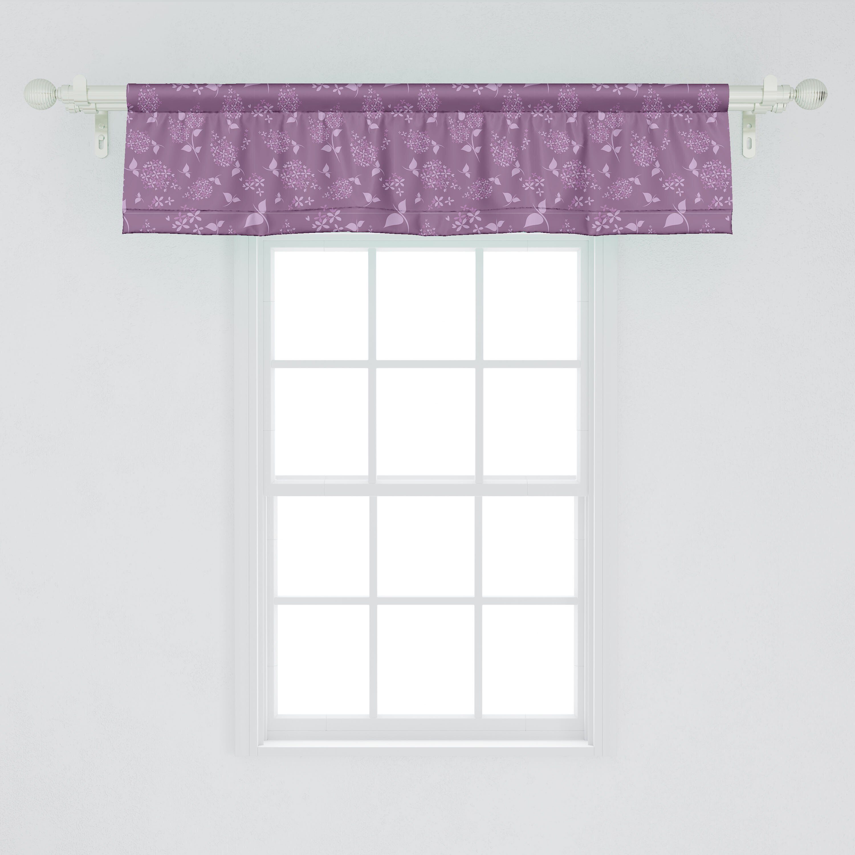 Volant Lila Vorhang Stangentasche, Monochrome Schlafzimmer Dekor mit Blumen Microfaser, für Scheibengardine Blumen Küche Abakuhaus,