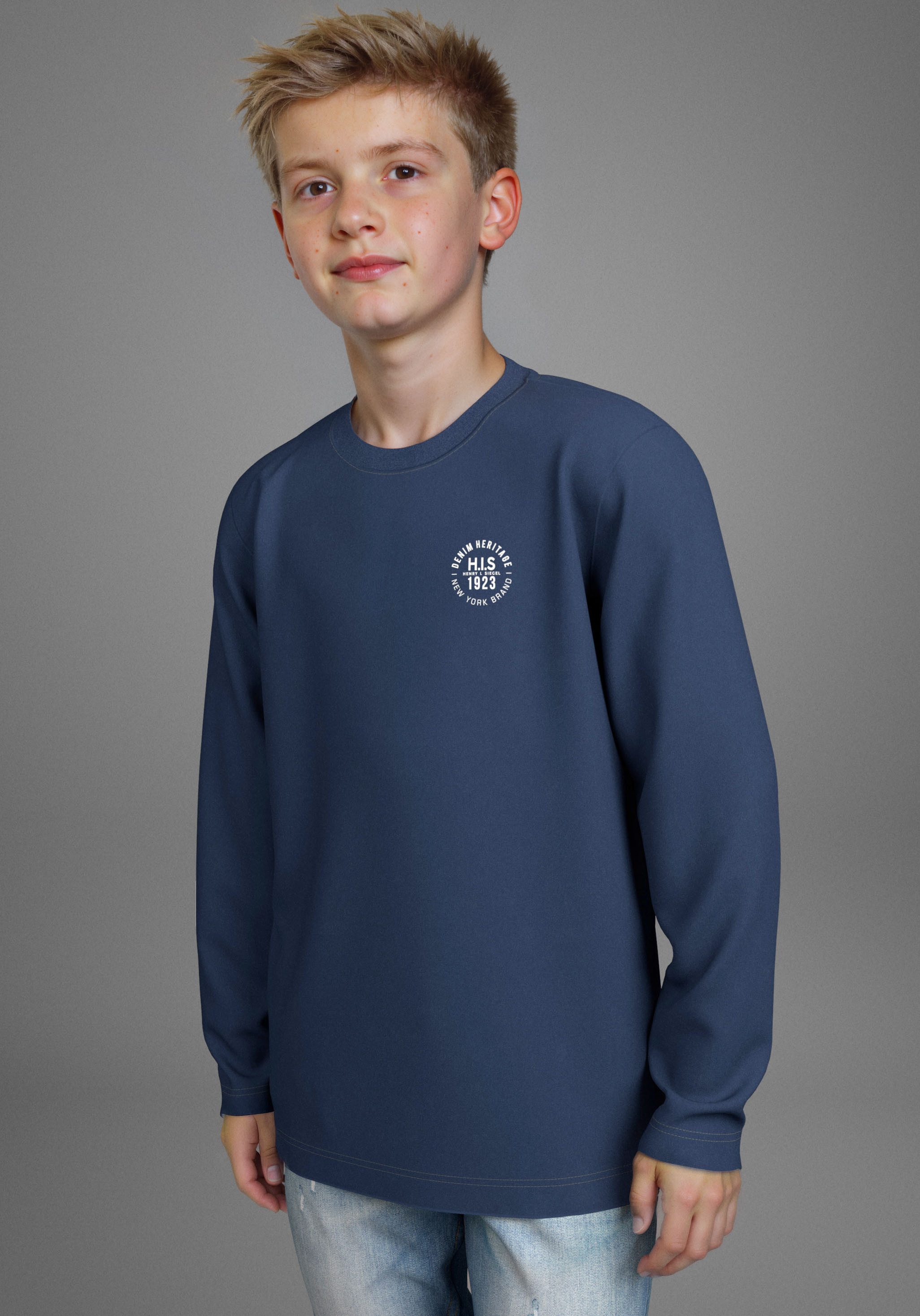 H.I.S Langarmshirt 2er Pack Shirts mit Logoprint für Jungen (Packung, 2-tlg., 2) Für TEENS. 2er Pack Shirts