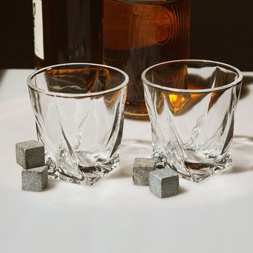 Thumbs Up Gläser-Set Whisky Gläser - Twisted (2er Set) inkl. 2 ice rocks (Kühlsteine)