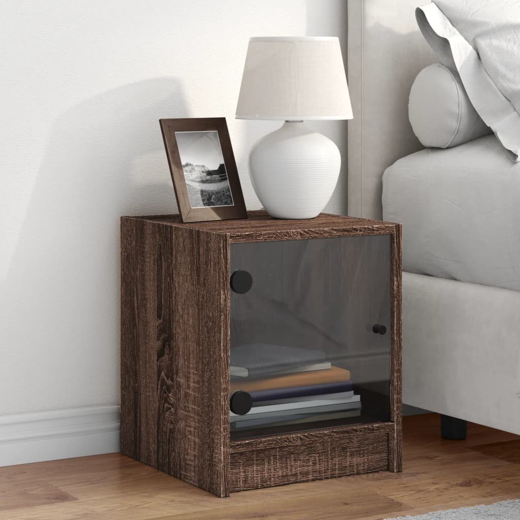 vidaXL Nachttisch Nachttisch mit Glastür Braun günstig online kaufen