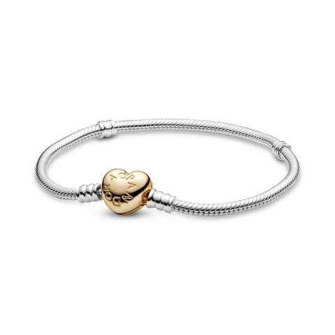 Pandora Wickelarmband Set Silver bracelet with heart-shaped PANDORA Shine clasp