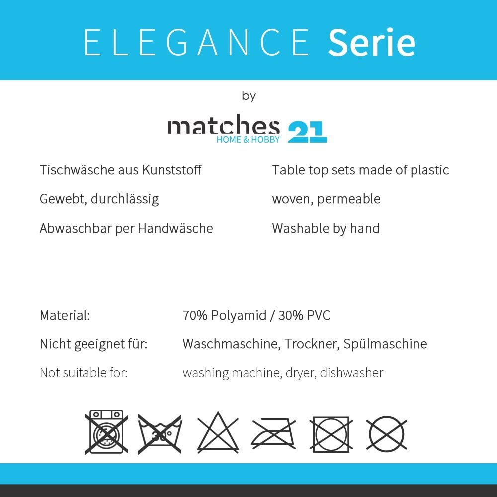matches21 HOME & HOBBY Platzset Tischset ELEGANCE schwarz 4er Tischunterlage als Tischdeko, (4-St), modernes Esstisch Platzdeckchen als abwaschbarer Tischuntersetzer