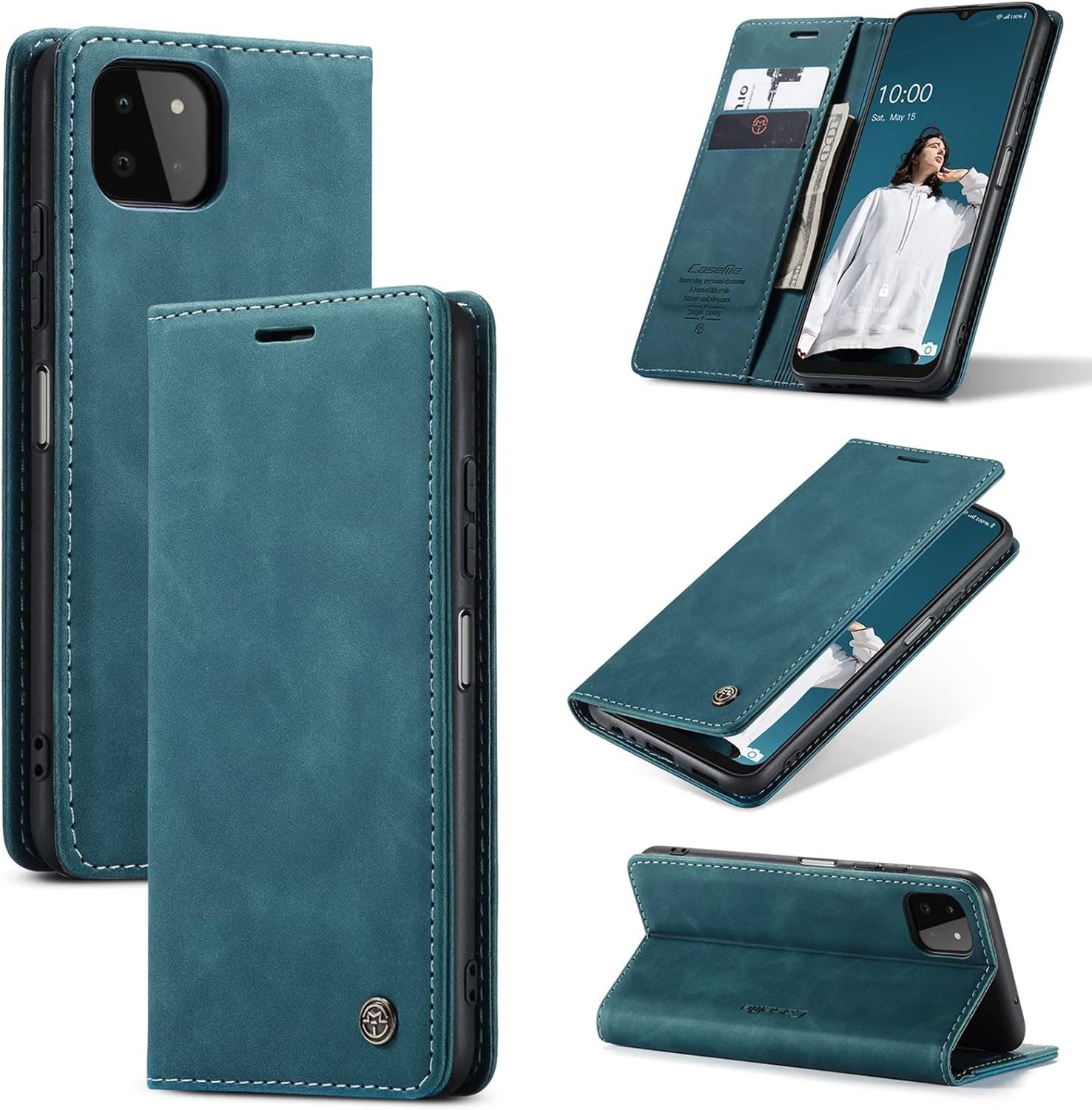 CaseMe Handyhülle Premium Hülle Klapphülle Retro Leder Handy Tasche für Samsung Modelle
