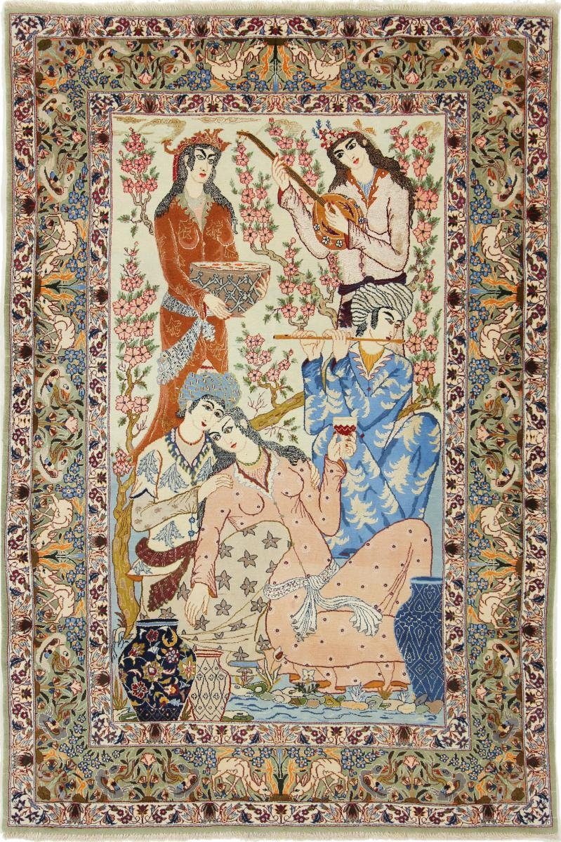 Orientteppich Isfahan Seidenkette 109x165 Handgeknüpfter Orientteppich, Nain Trading, rechteckig, Höhe: 6 mm