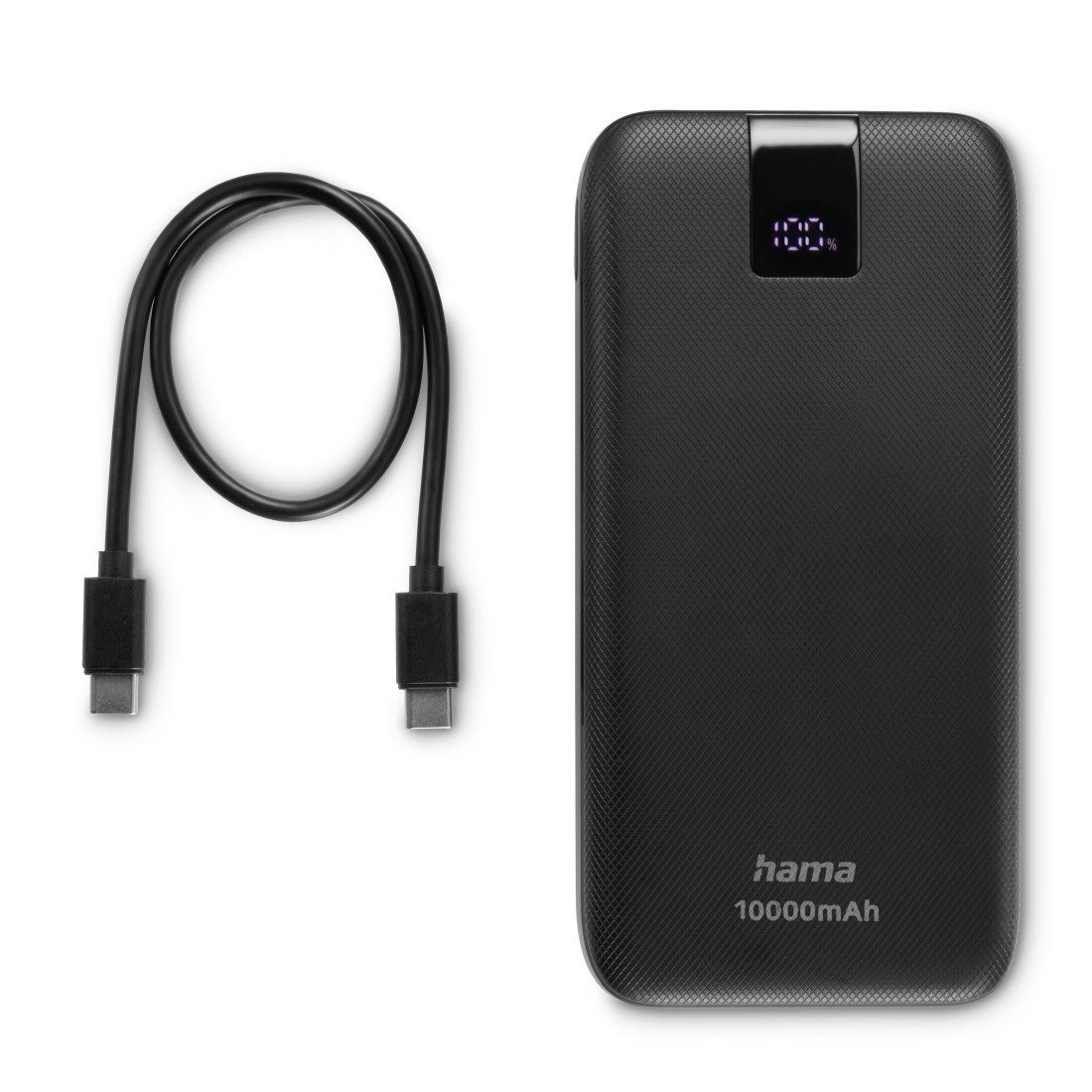 Hama Power Pack 10000 mAh (Schnellladen, 2x USB-C 1x USB-A, mit Ladekabel) Powerbank 10000 mAh, Schnellladefunktion mit Power Delivery, Qualcomm® Quick Carge™ 3.0
