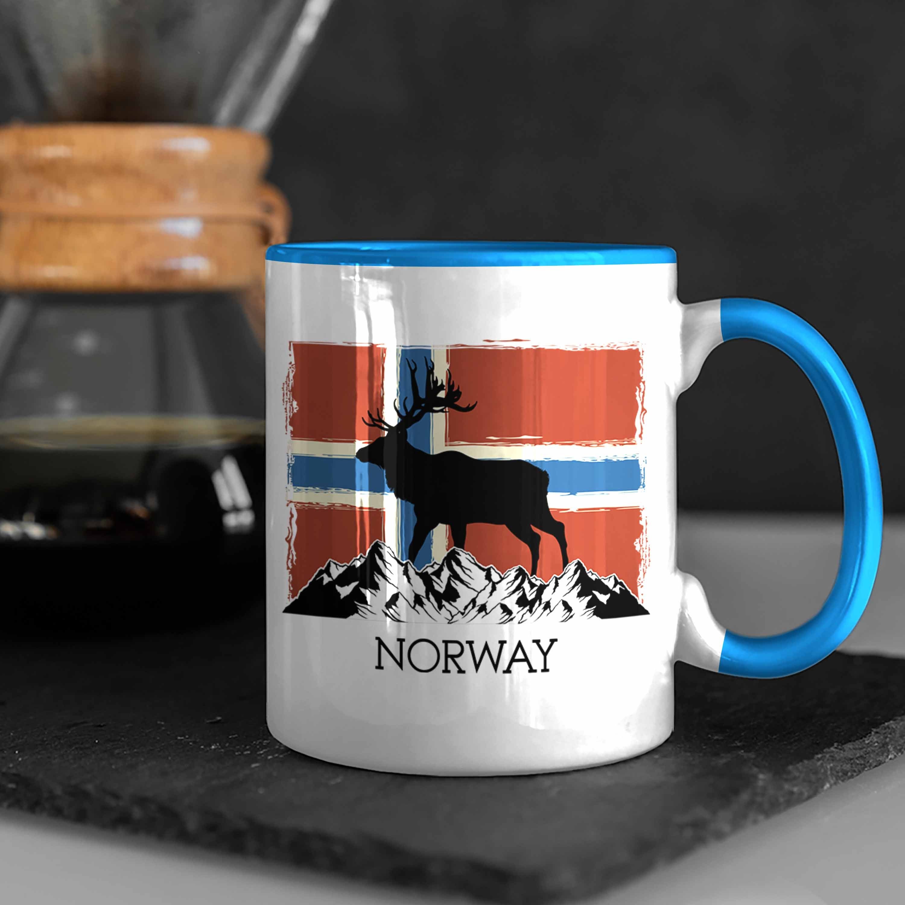 Blau Elch Norway Tasse Trendation Nordkap - Trendation Flagge Tasse Norwegen Geschenke