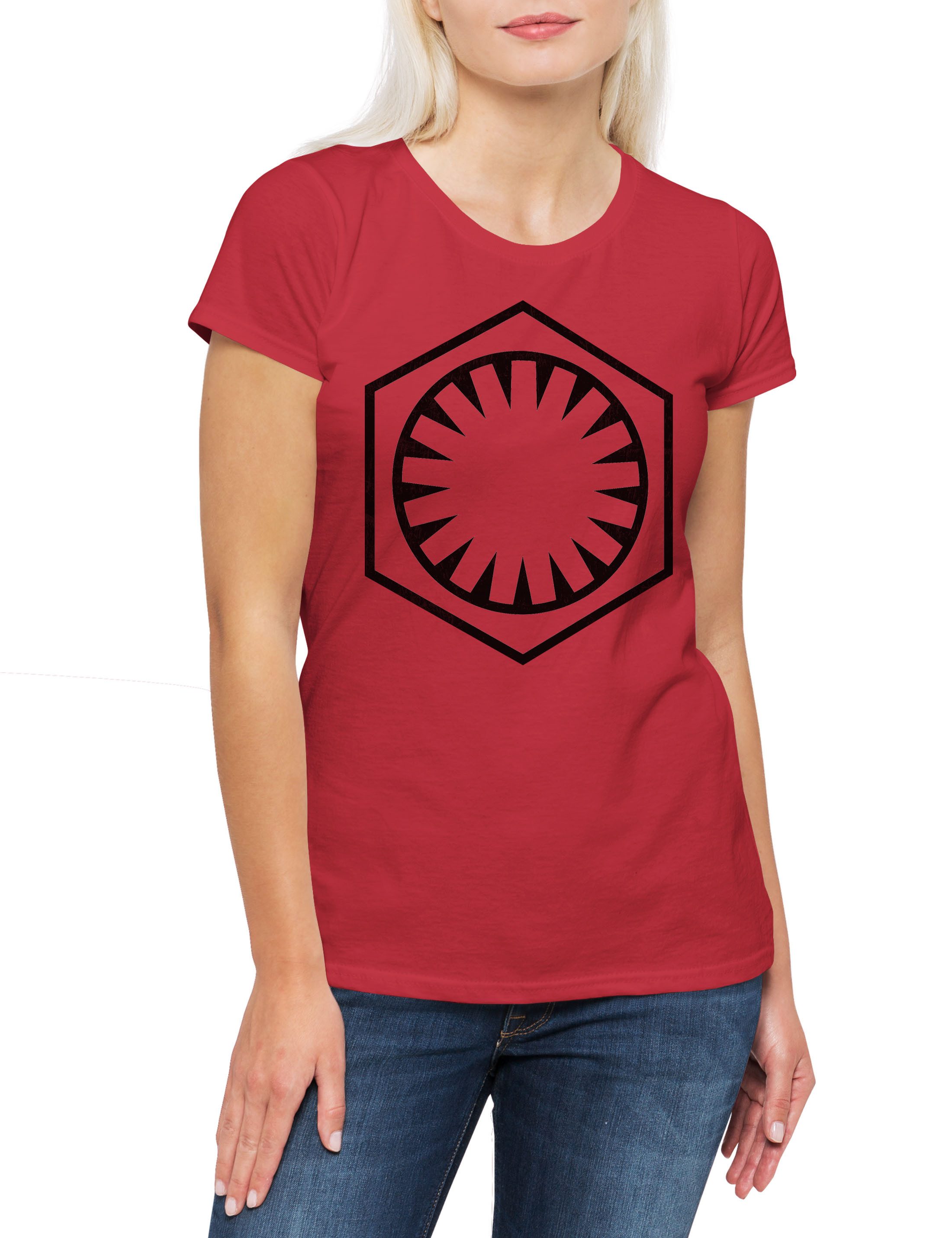 Print-Shirt First Order Flag Damen T-Shirt Wars Krieg Empire Imperium Star Sterne