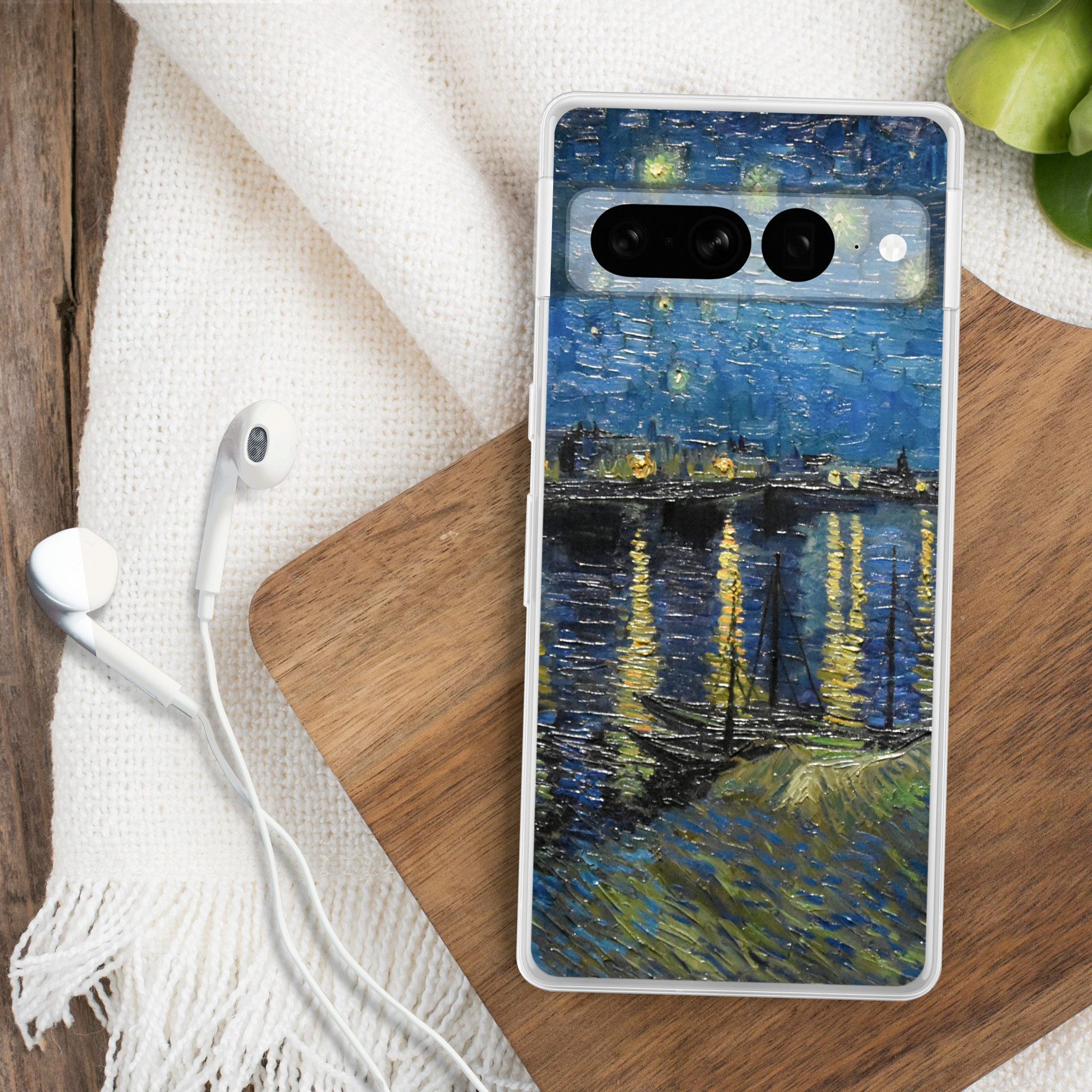 MuchoWow Handyhülle für Google Pixel 7 Pro Sternennacht über der Rhone - Van Gogh - Kunst, Phone Case, Silikon, Schutzhülle Dünn