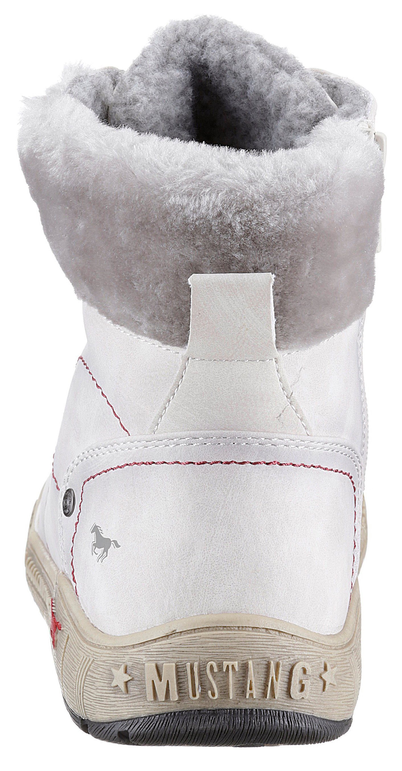 Mustang Shoes Winterboots mit Kunstfellkragen in weit G Weite offwhite-used =