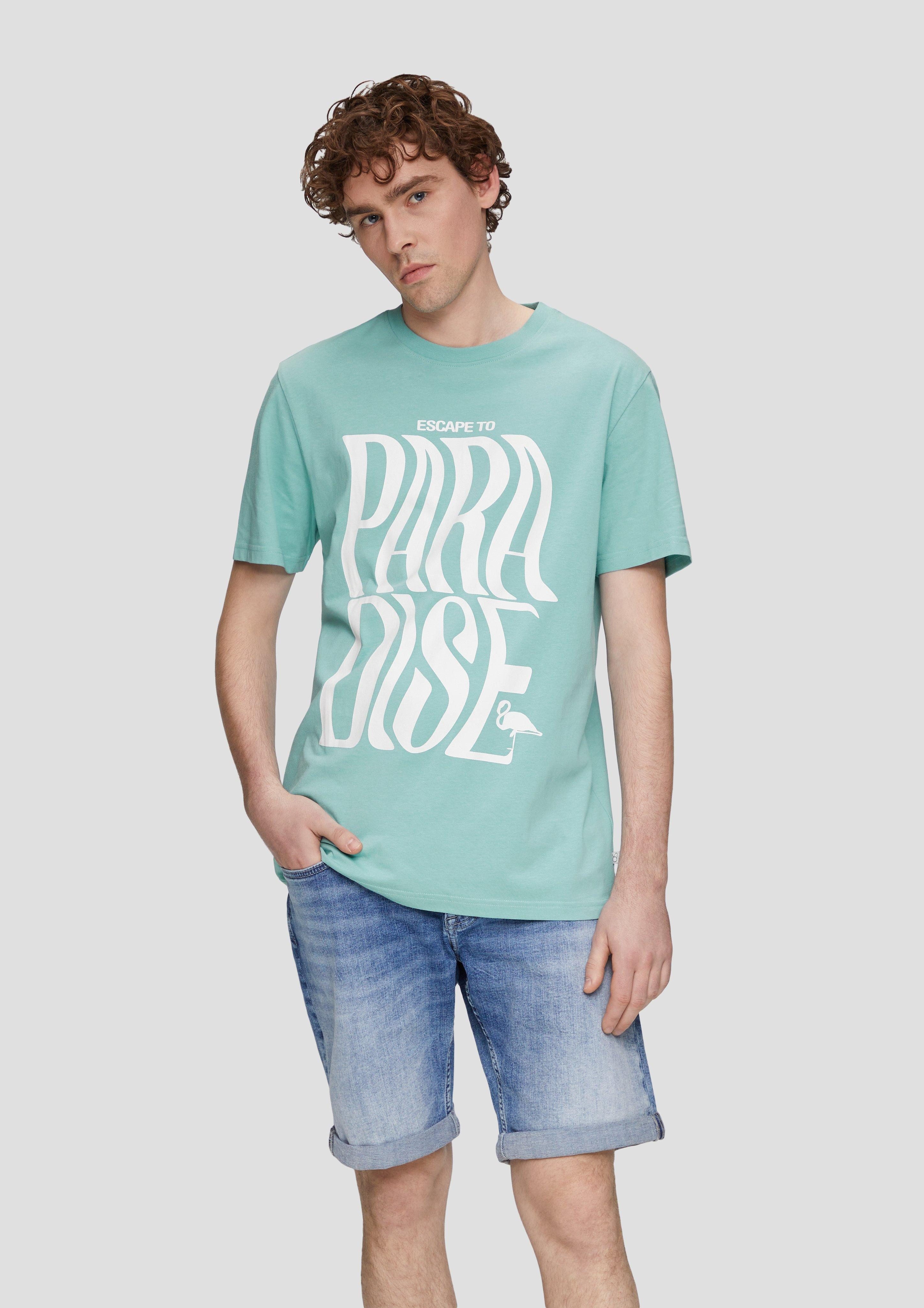 QS Kurzarmshirt Baumwollshirt mit Frontprint günstig online kaufen