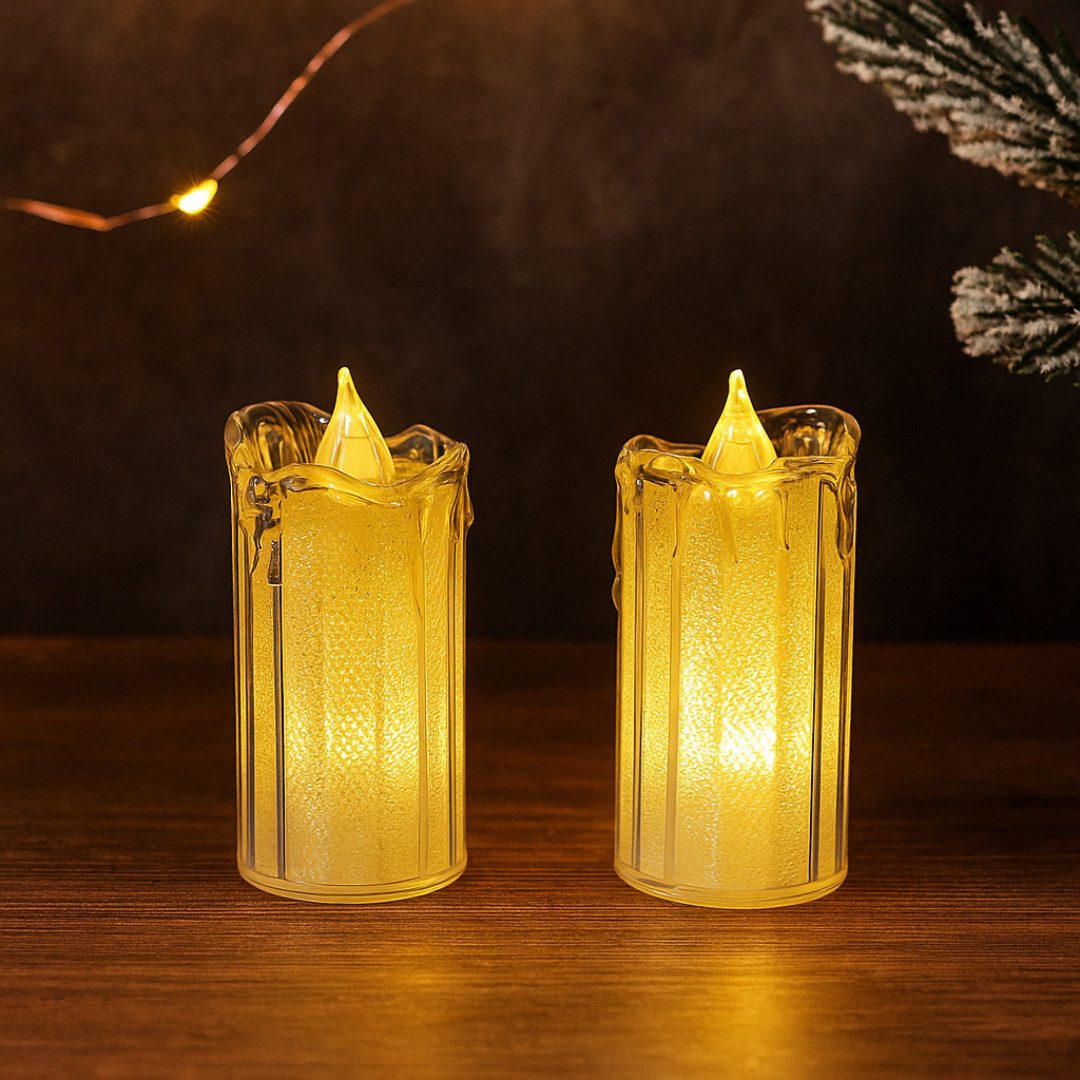 abc HOME LED-Kerze 2er Set, batteriebetrieben, Kunststoff (2-tlg)