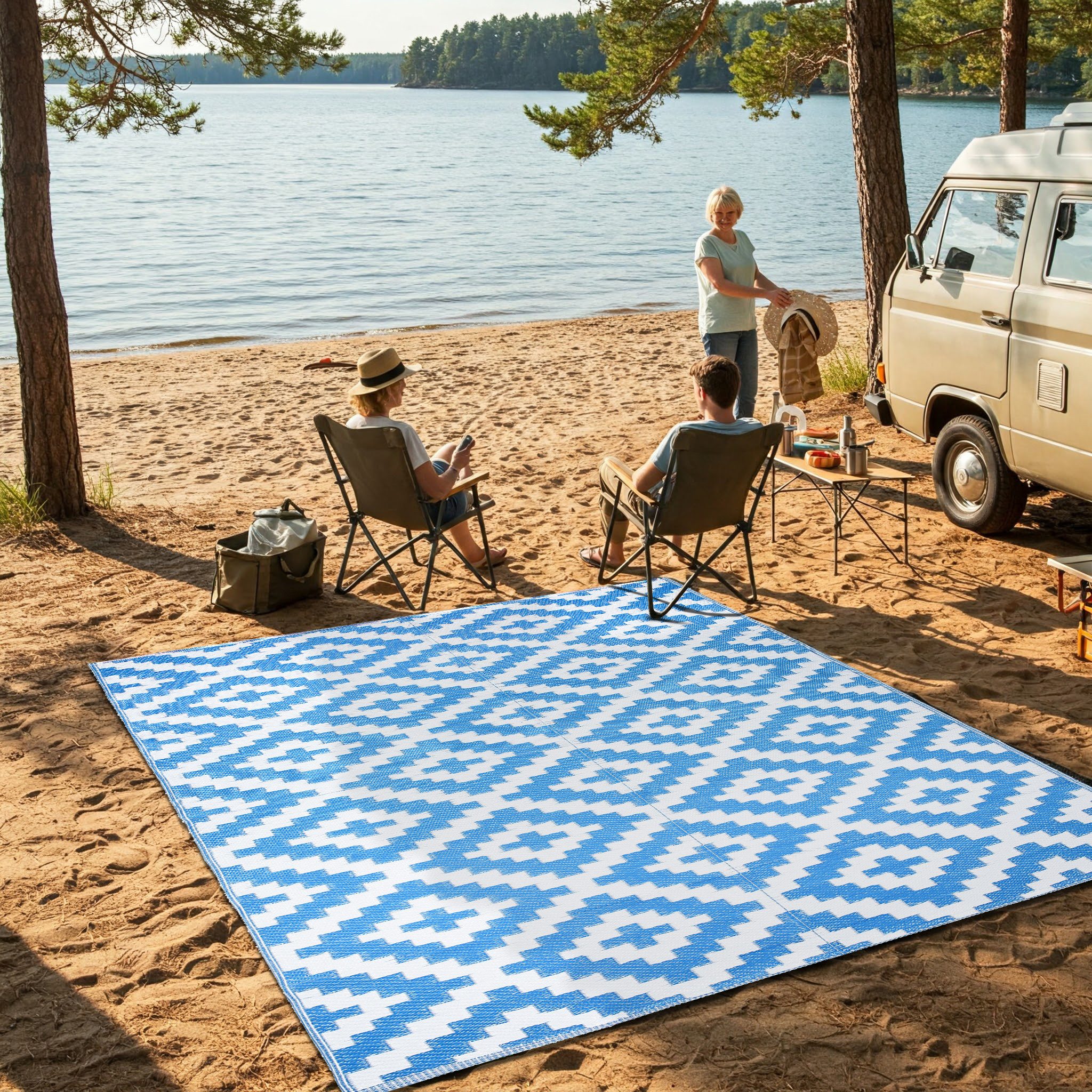 Tapiso Outdoorteppich IBIZA, rechteckig, Höhe: 3 mm, Outdoor Teppich, wasserfest, pflegeleicht, robust, Ethno Design
