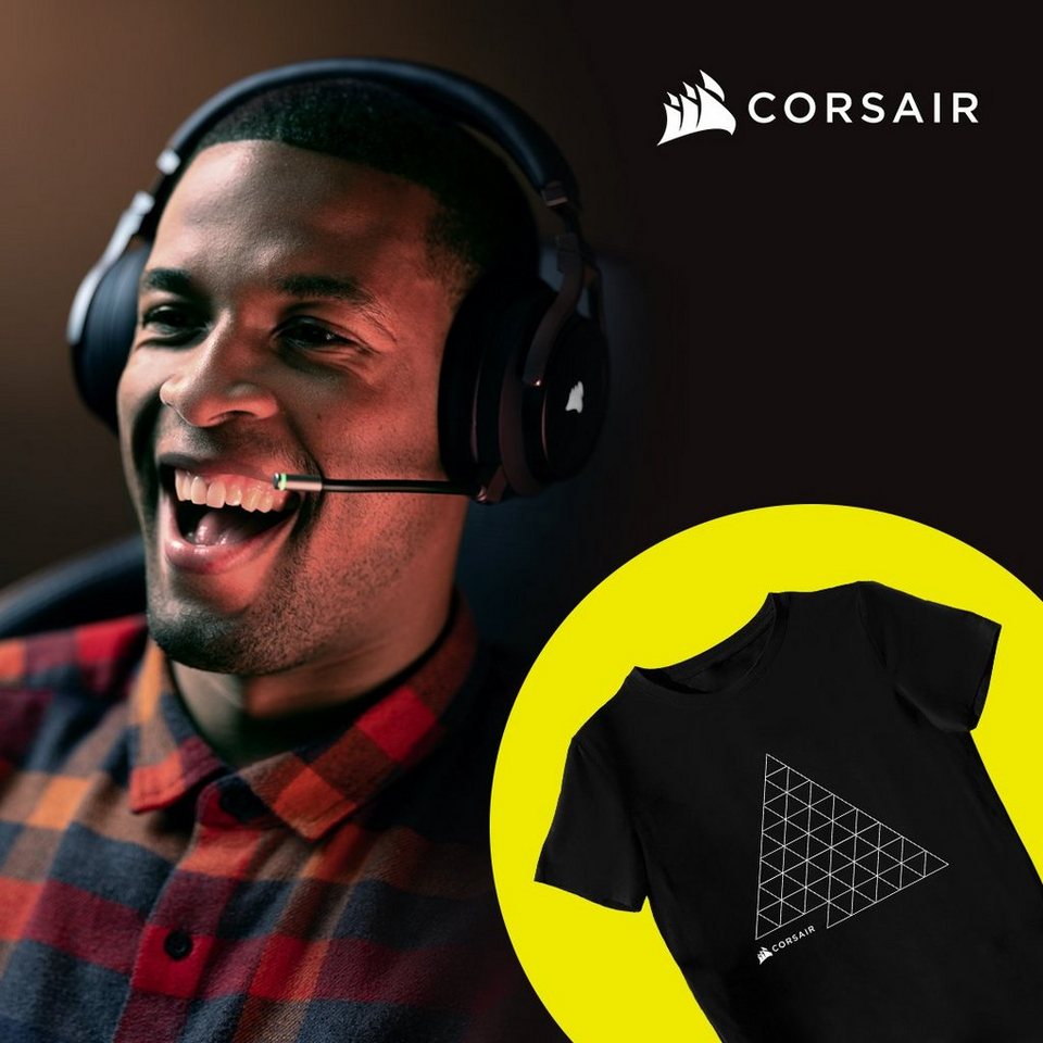 Corsair Virtuoso RGB WRLS Carbon T-Shirt Bundle Gaming-Headset (Mikrofon  abnehmbar, Wireless)