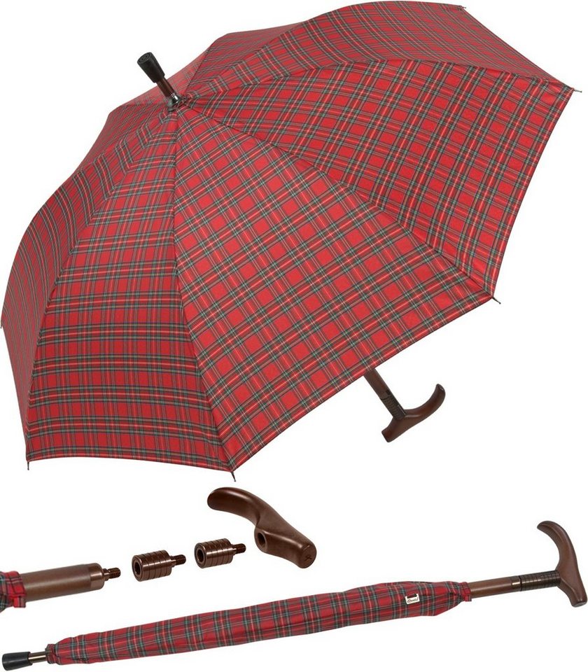 iX-brella Stockregenschirm Stützschirm mit Holzgriff - höhenverstellbar, sehr stabil, im klassischen Design