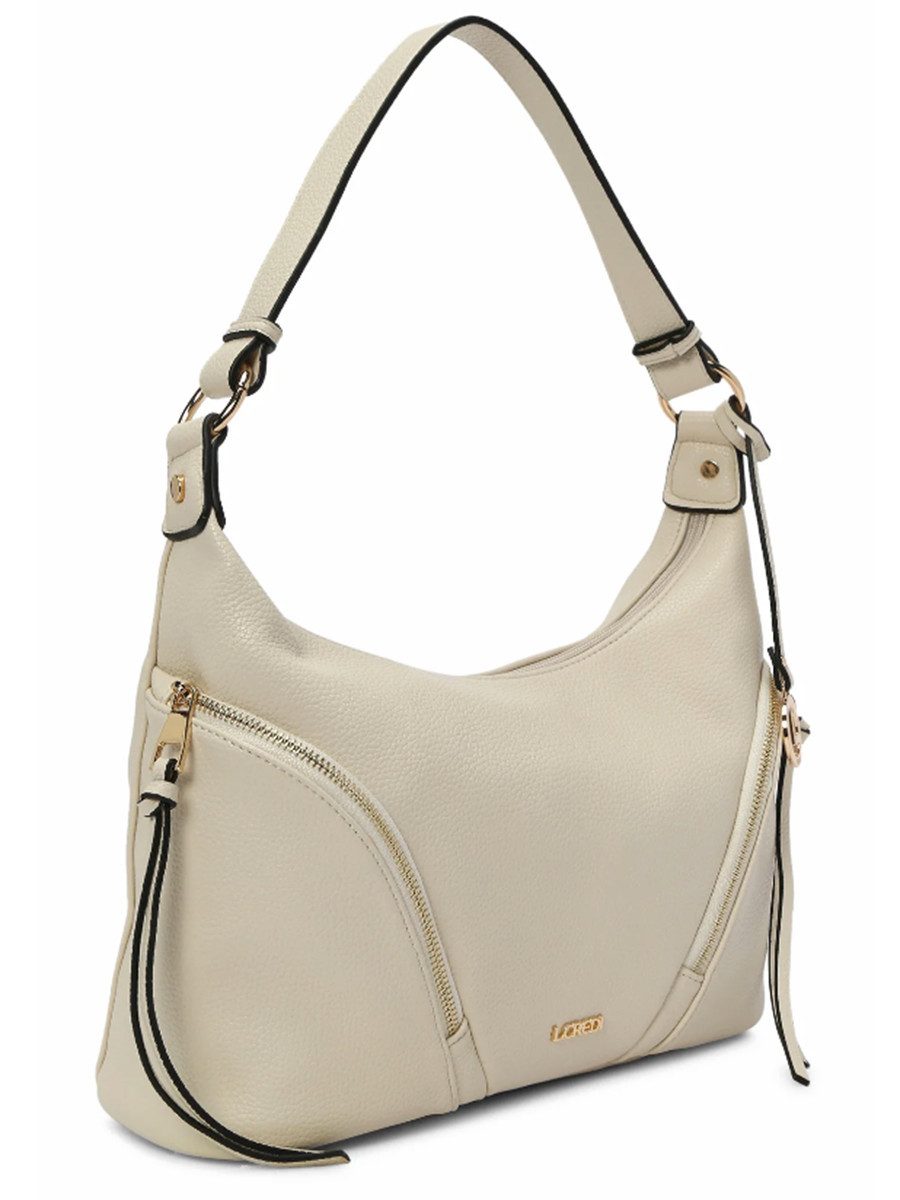 L. CREDI Hobo L.CREDI L.CREDI Hobo-Bag LARINA Damen-Umhängetasche Schwarz Kitt