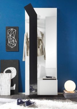 expendio Garderobe Smart, Kompaktgarderobe Kleiderstange und Spiegel 75x200x33 cm weiß anthrazit