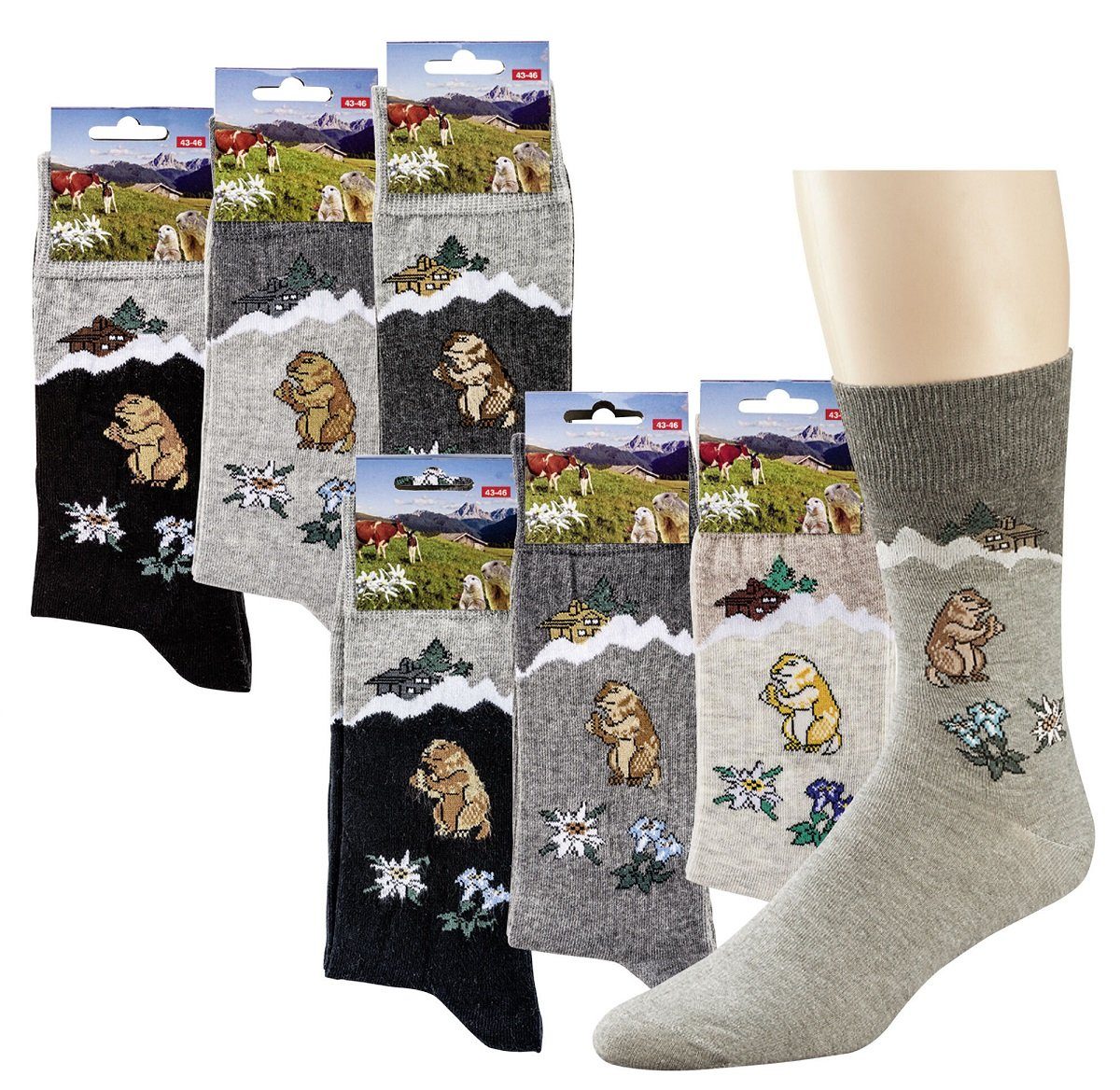 Socks 4 Fun Freizeitsocken Socken Motiv Murmeltier (1-Paar) günstig online kaufen