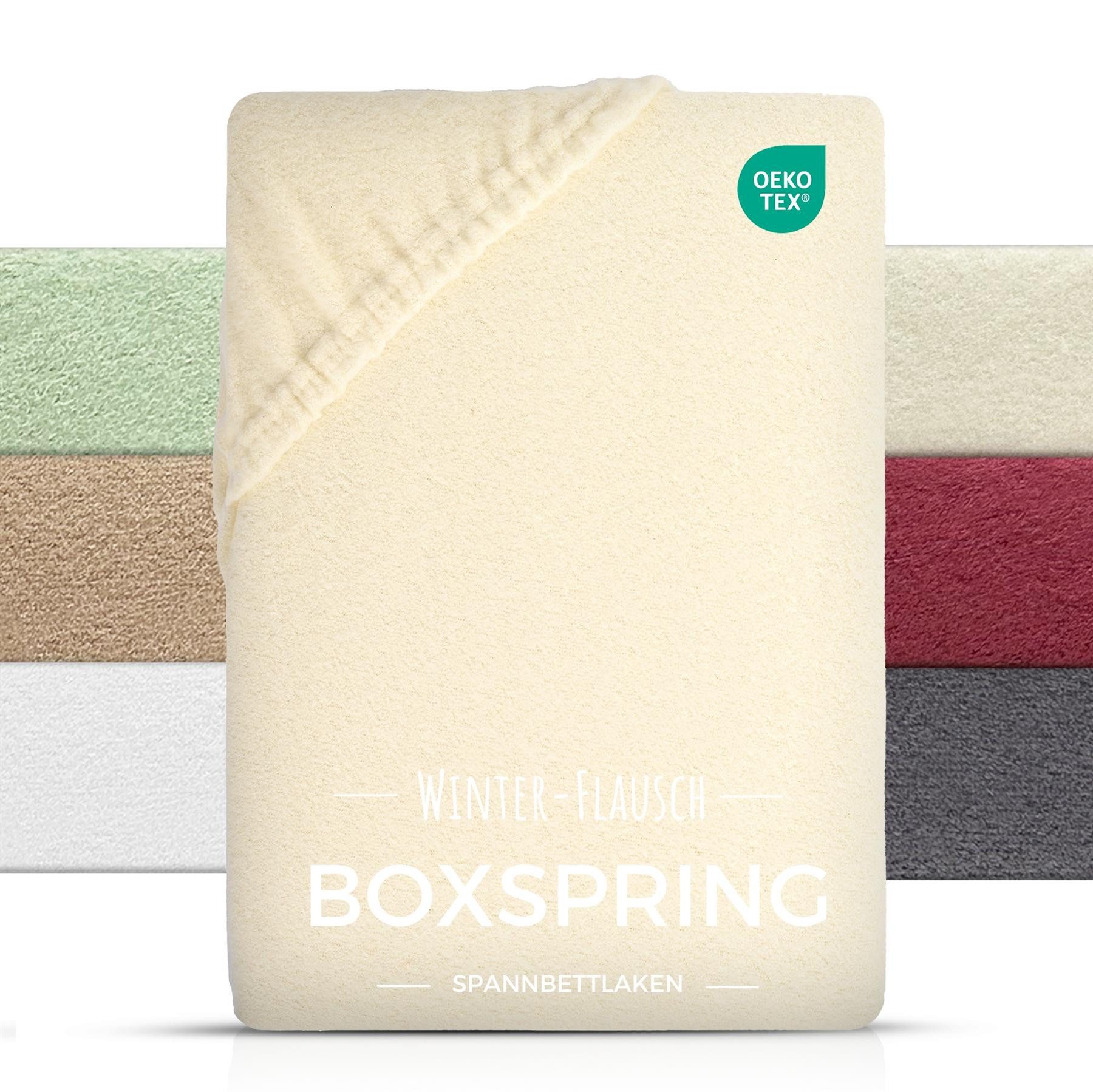 Carpe Sonno Spannbettlaken Boxspring Teddy Fleece Plüsch Winter 180x200 200x200 180x220 200x220, Fleece, Gummizug: rundum, (1 Stück), Wasserbett Spannbettlaken Kuschelig Warm Spannbetttuch Natur