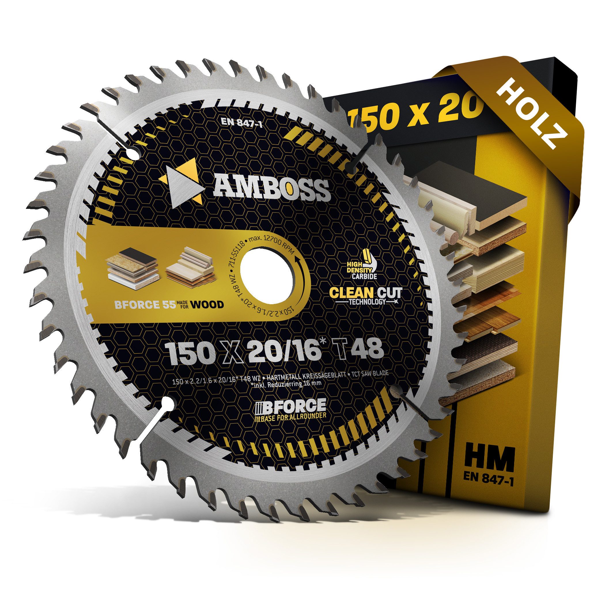 Amboss Werkzeuge Kreissägeblatt HM Kreissägeblatt - 150 x 2.2/1.6 x 20 Z48 WZ