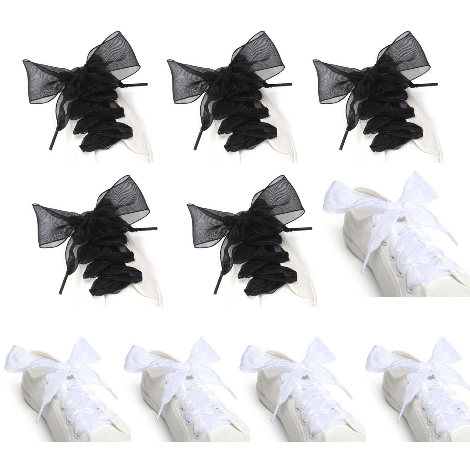 Daisred Schnürsenkel 10 Paare Coole Gadgets Damen Mädchen für Sneaker Weiß+Schwarz