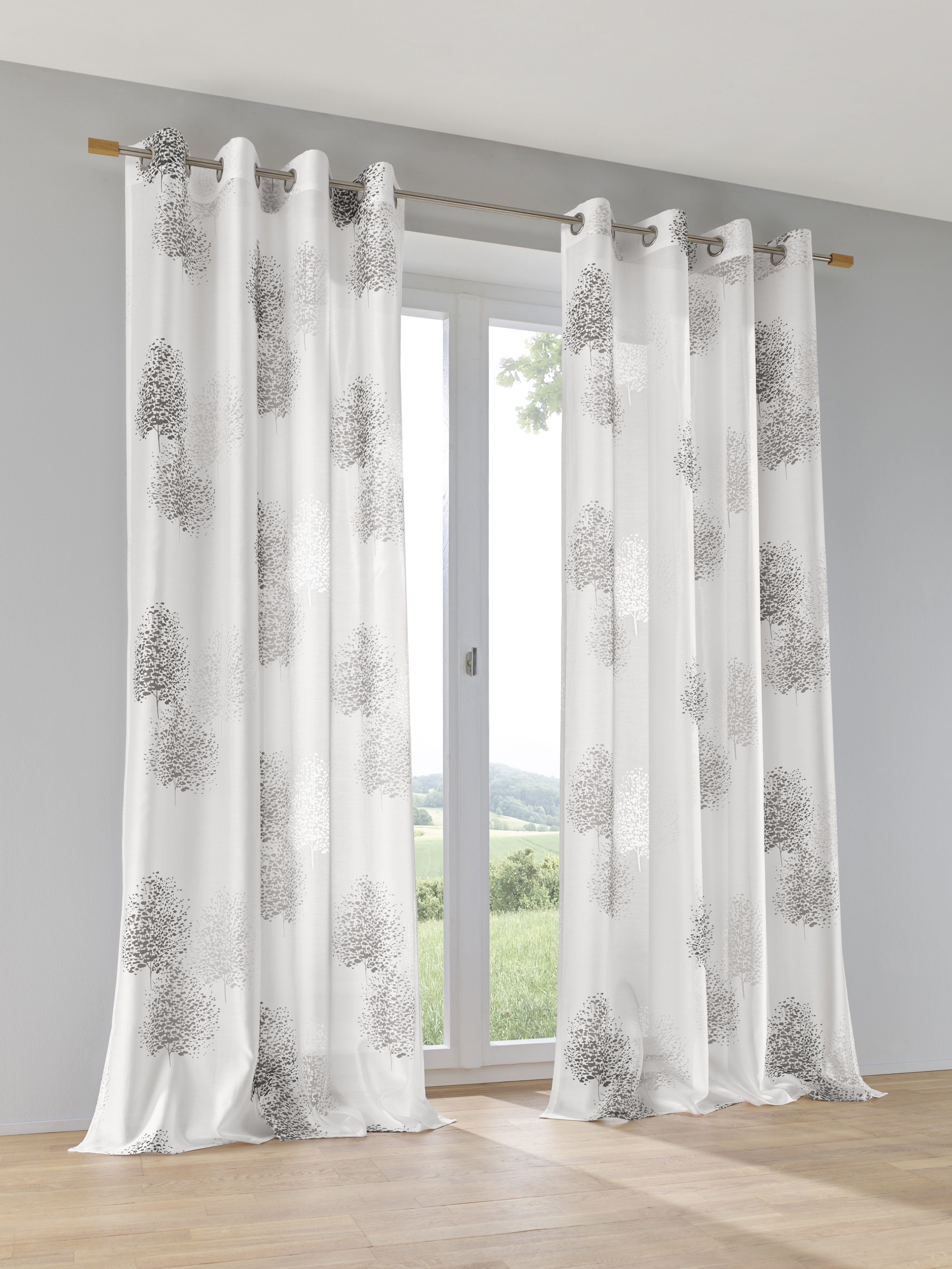 Kutti Vorhang Belinda (1 St), Ösen, halbtransparent, Ausbrenner, Gardine, halbtransparent, Ausbrenner, bedruckt, Viskose-Polyester