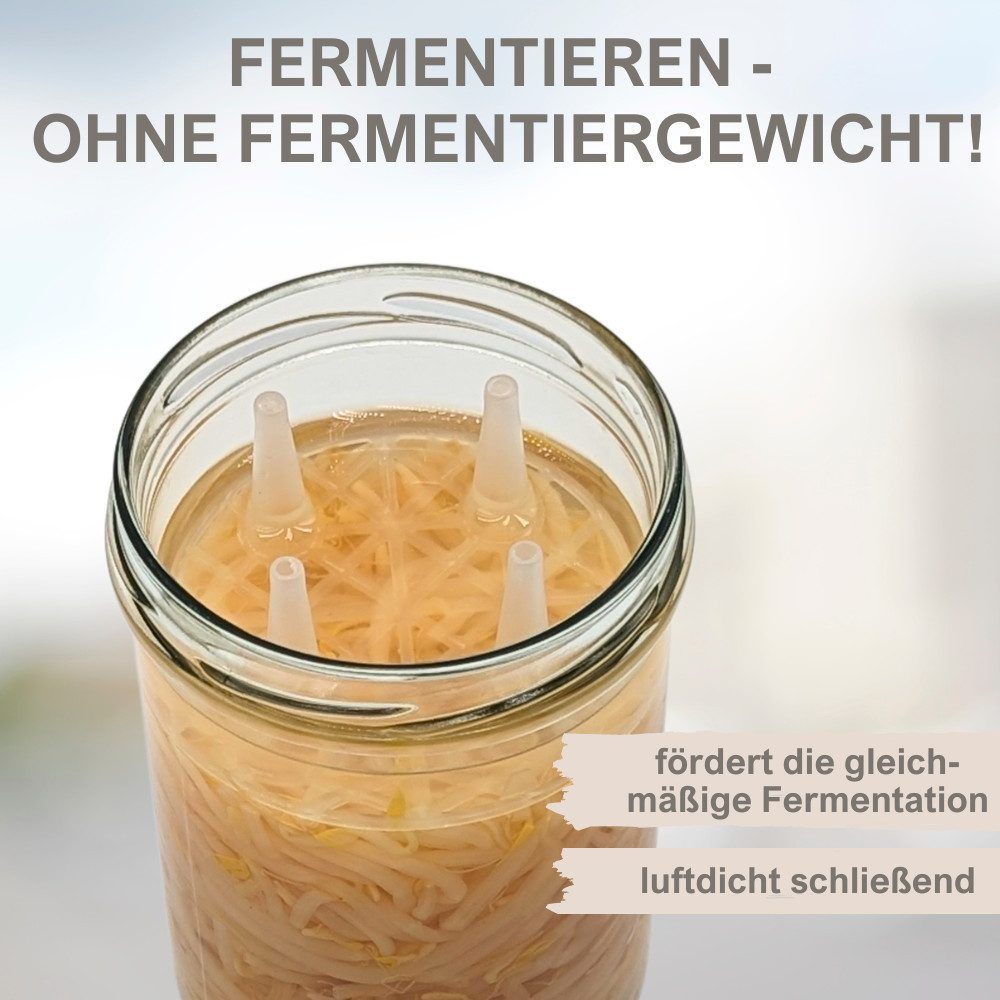 mikken Fermentationsdeckel Fermentier - Set - 10 Fermentier-Gitter + Holzstößel, (Fermentier-Set), wiederverwendbar