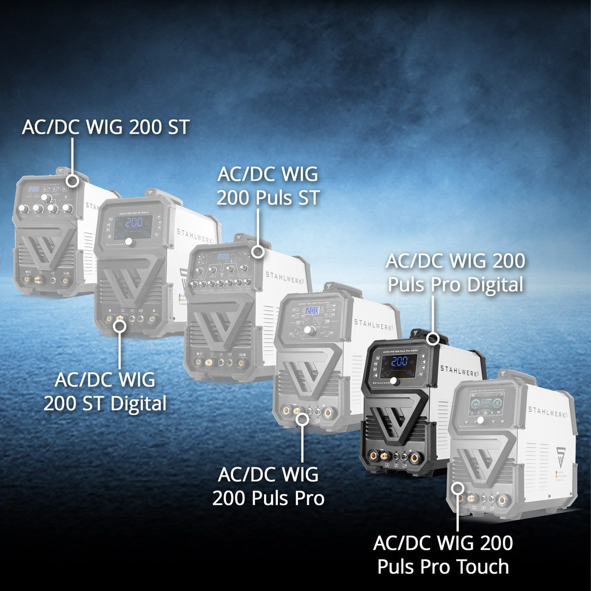 STAHLWERK Schutzgasschweißgerät Schutzgas-Schweißgerät AC/DC WIG 200 Puls Pro, 5 - 200 A, Packung, 1-tlg., Set, IGBT Inverter mit 200 Ampere – Bild 2 von 5
