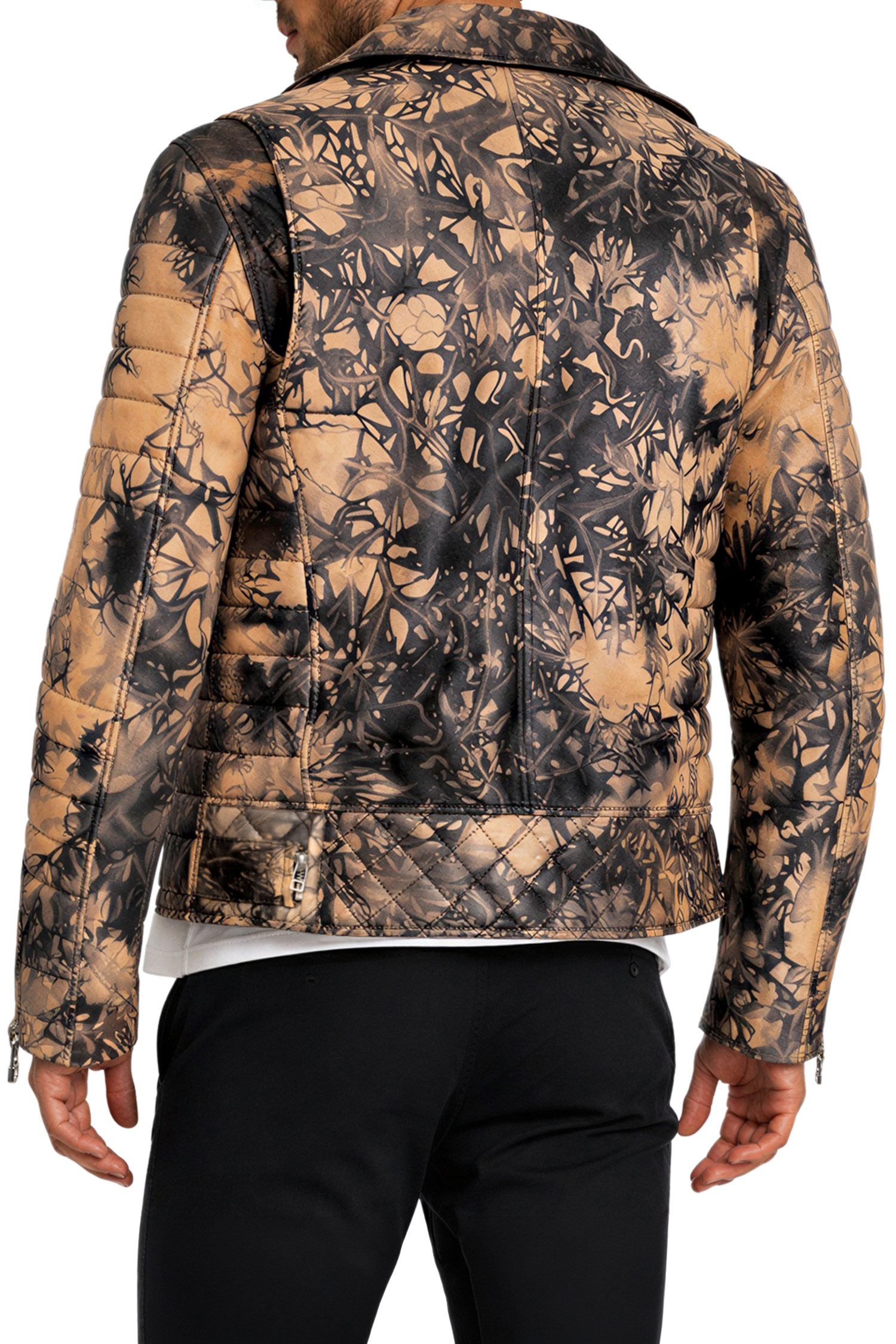 Reichstadt Lederjacke Herren Slim Fit Bikerjacke Silver Zipper RSE001 Handgefertigtes Unikat