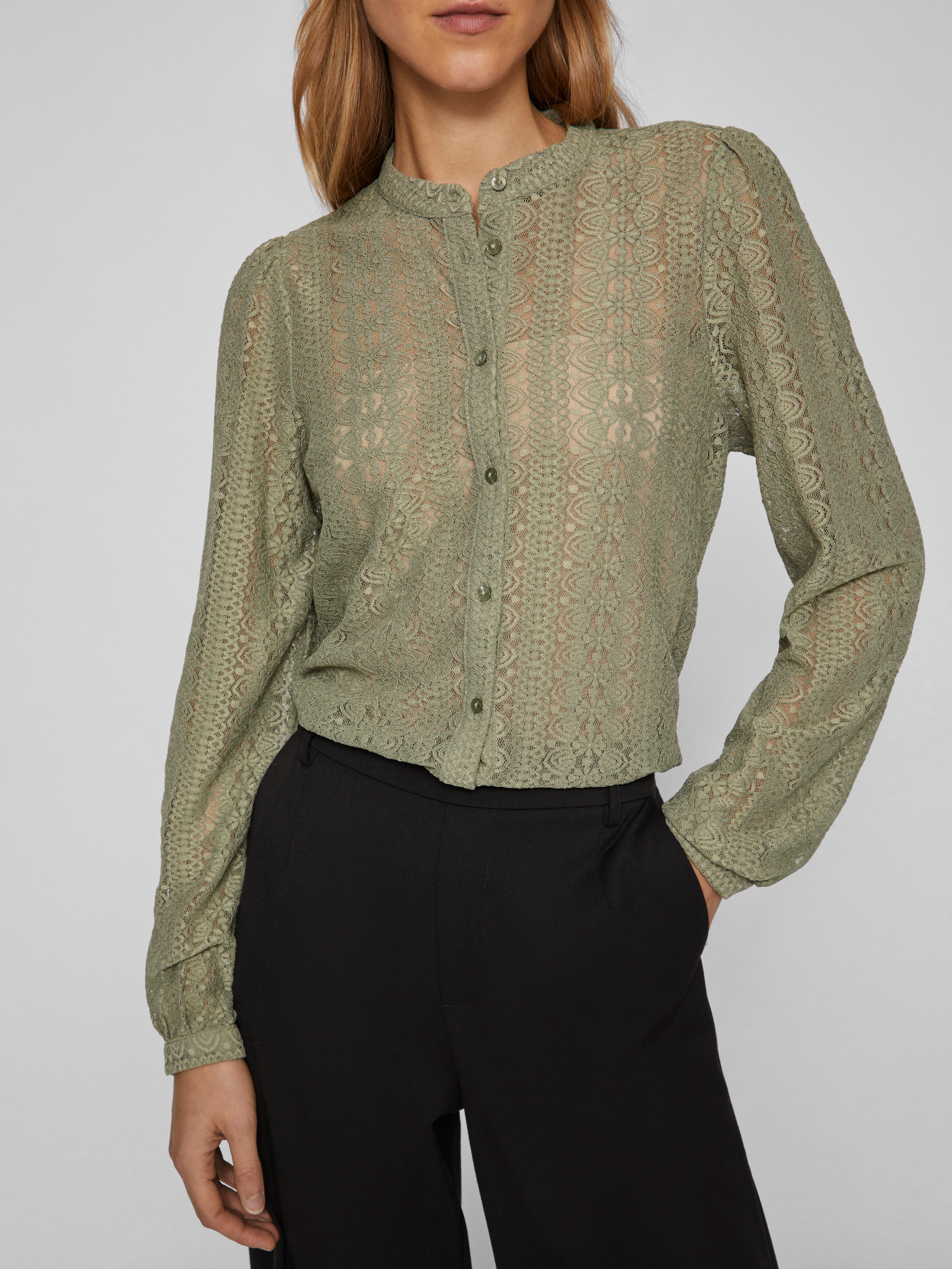Vila Blusenshirt VICHIKKA LACE L/S SHIRT- günstig online kaufen